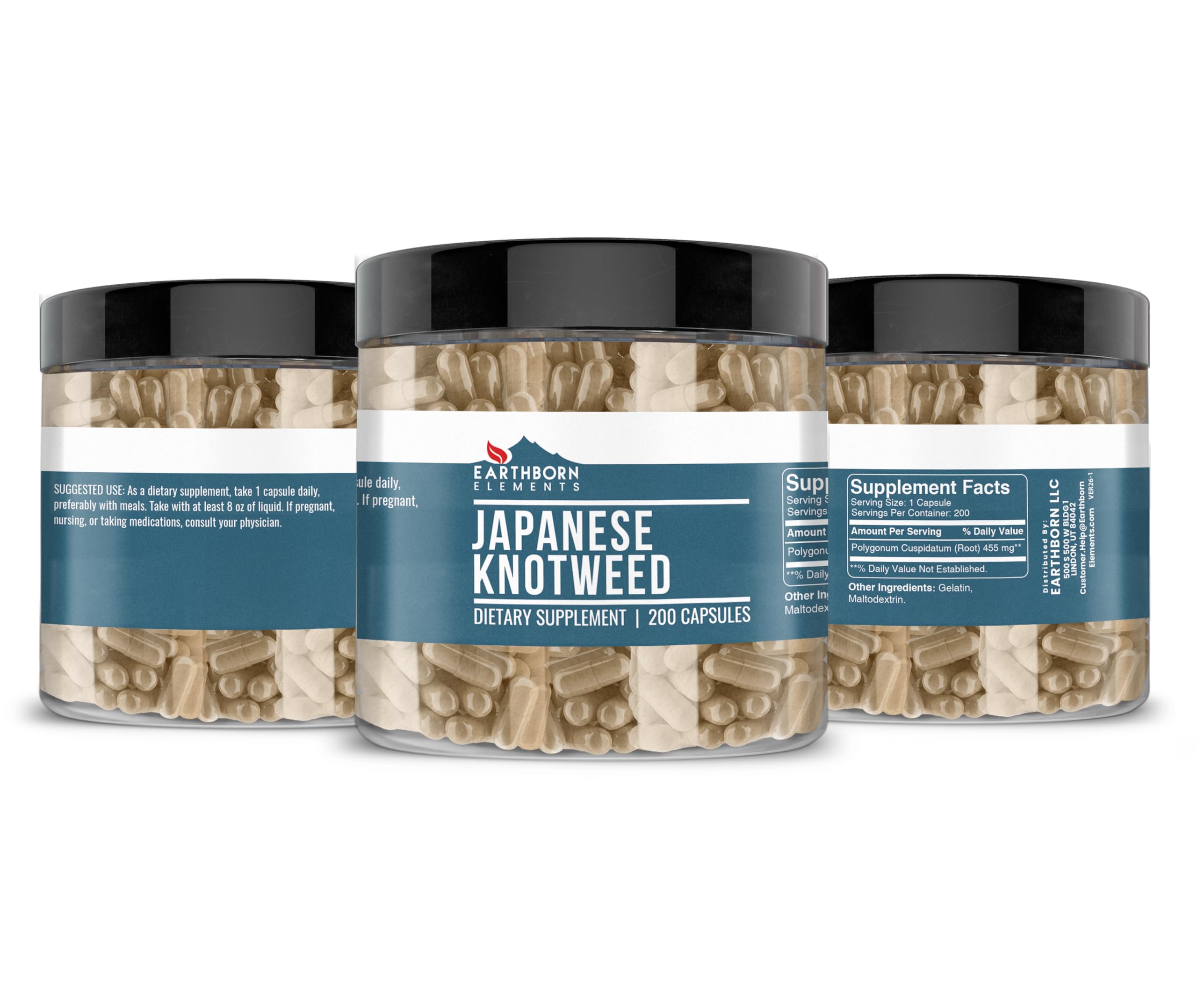 Earthborn Elements Japanese Knotweed Extract Capsules with measuring spoon