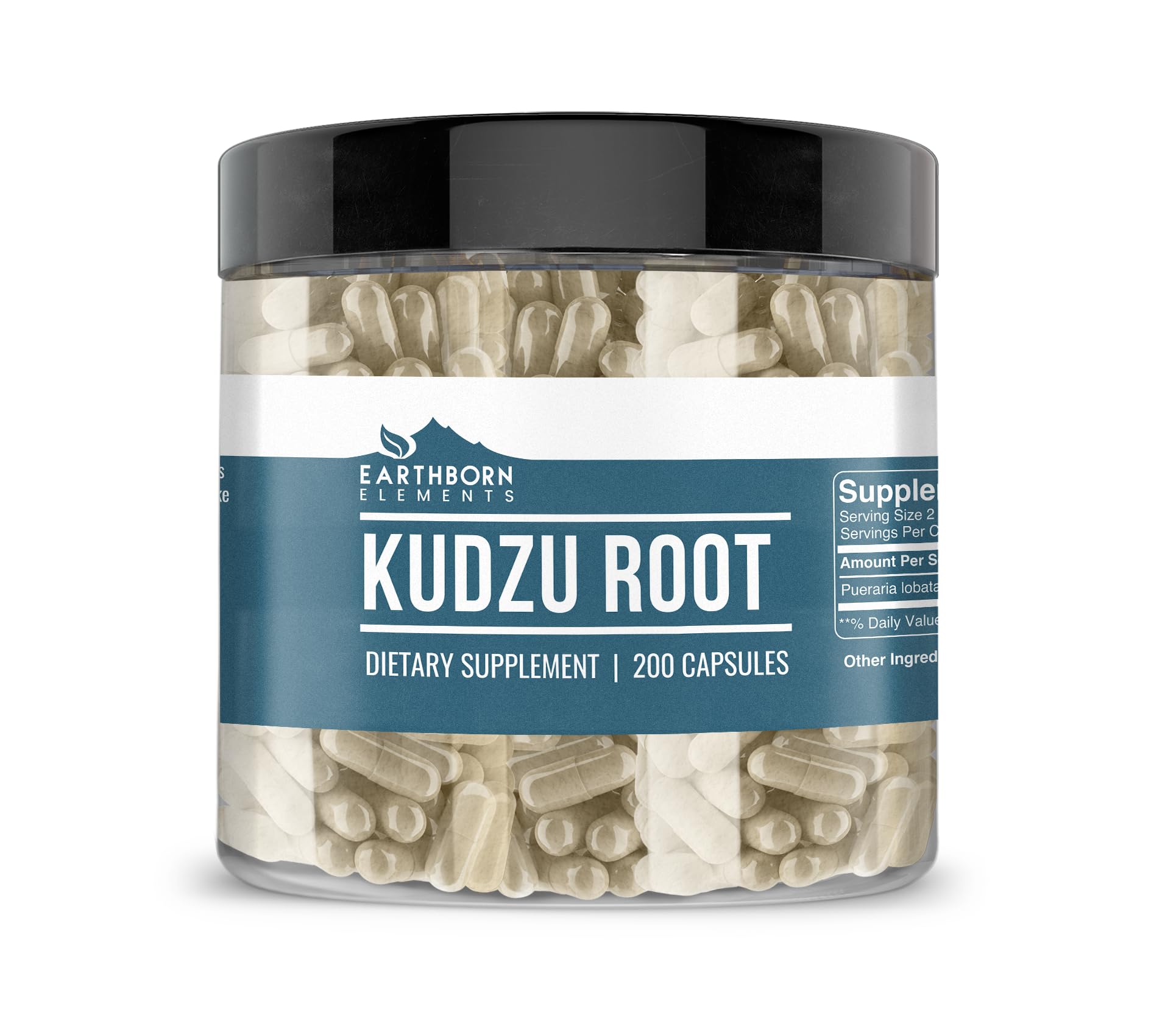 Earthborn Elements Kudzu Root Capsules 200 count front view