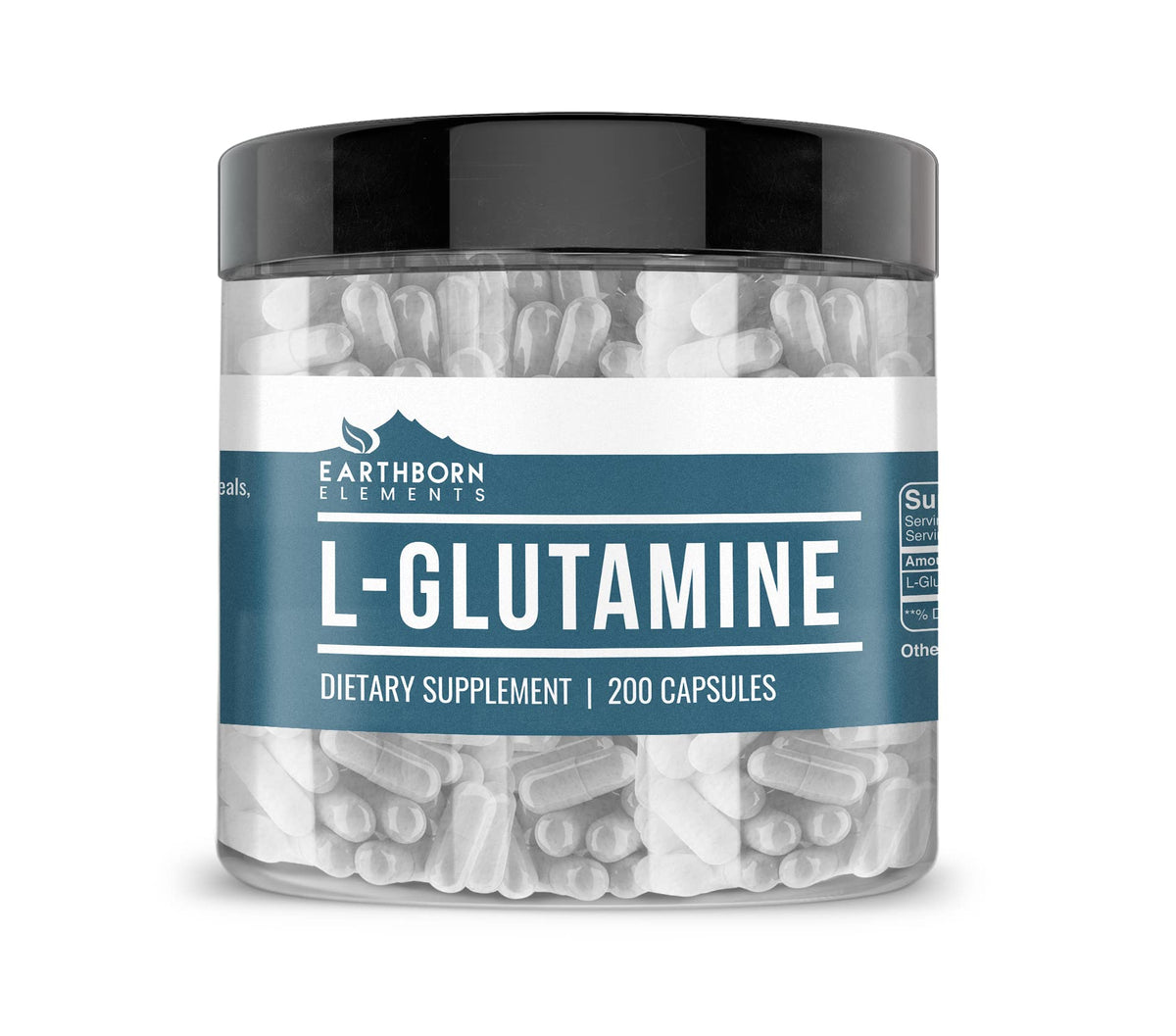 Earthborn Elements L-Glutamine Capsules 200 Count front view