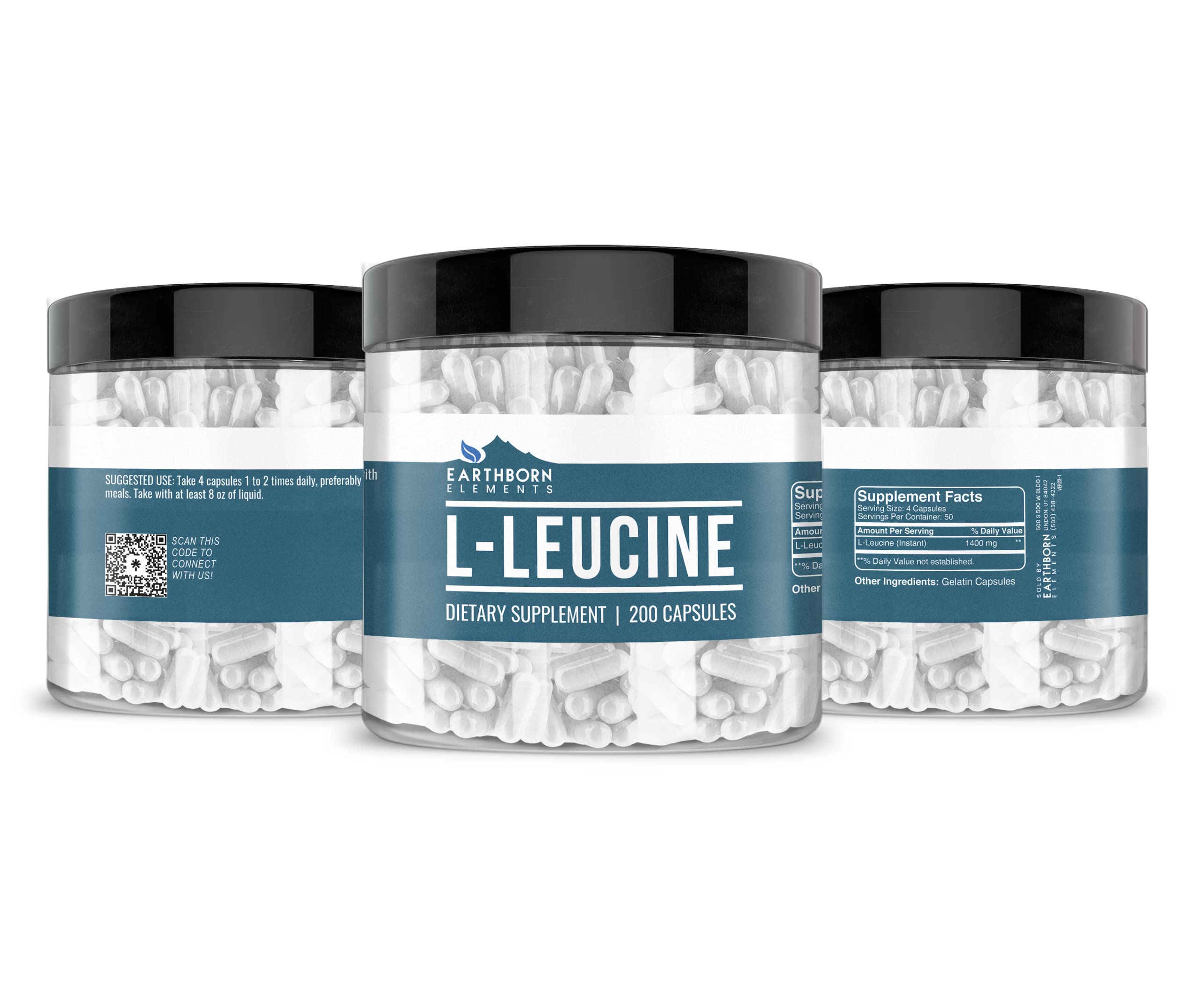 Earthborn Elements L-Leucine Capsules side view