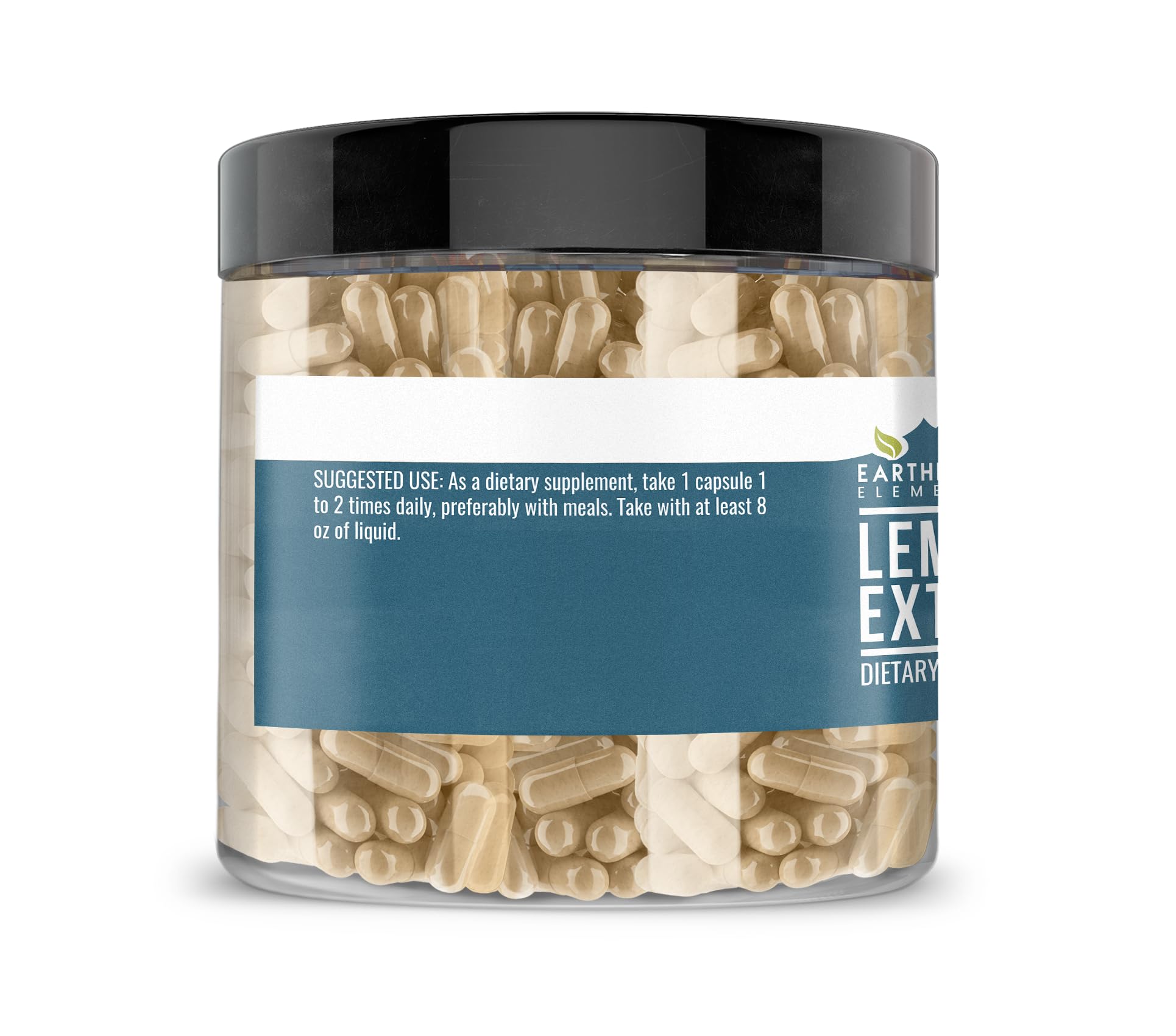 Earthborn Elements Lemon Balm Extract Capsules close-up of label