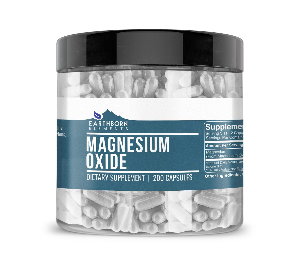 Earthborn Elements Magnesium Oxide Capsules 200 count front view