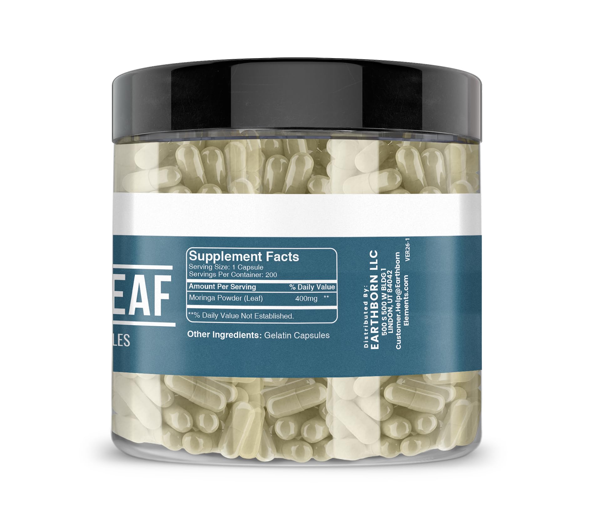 Earthborn Elements Moringa Capsules with dosage information