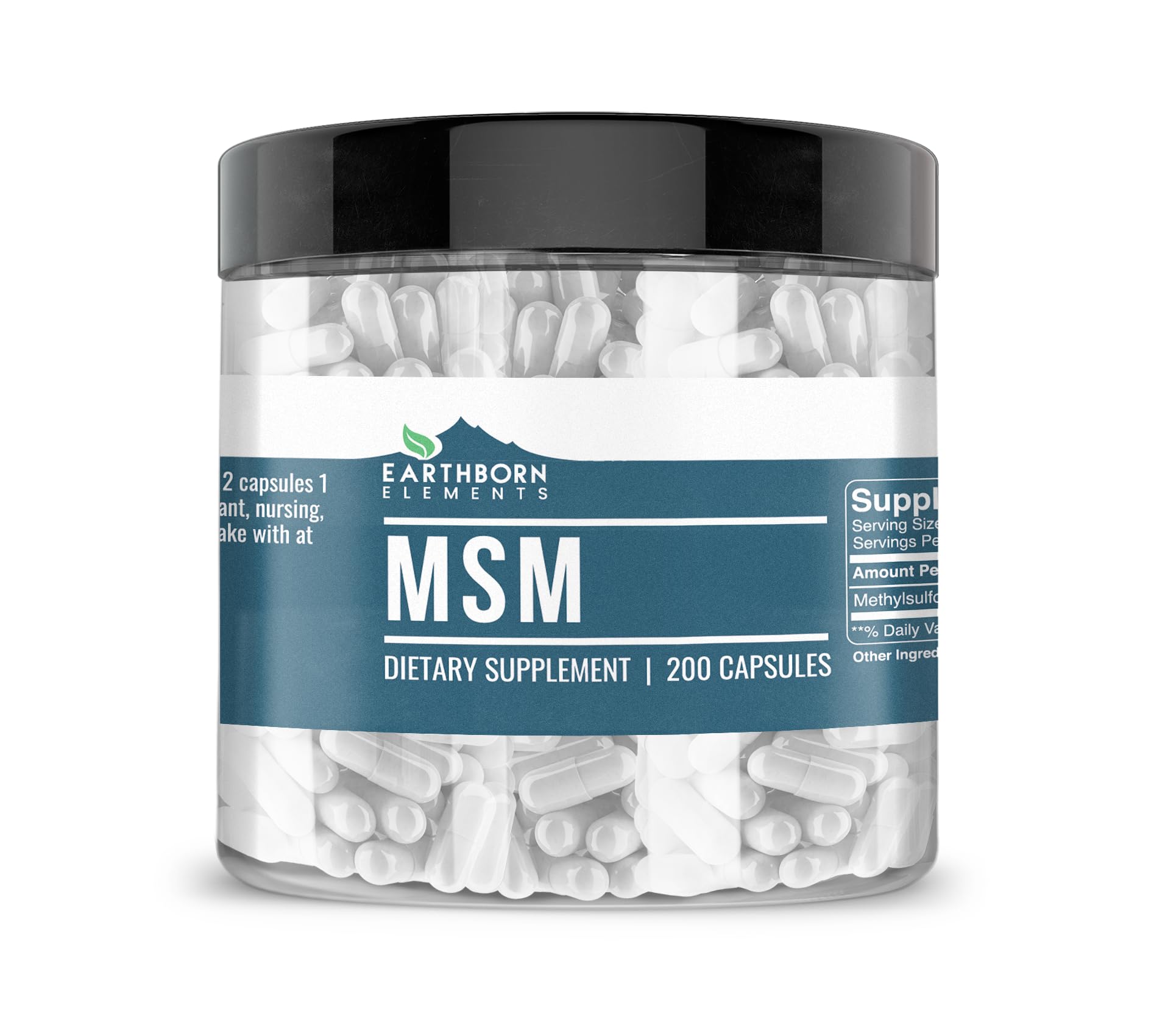 Earthborn Elements MSM Capsules front view with packaging