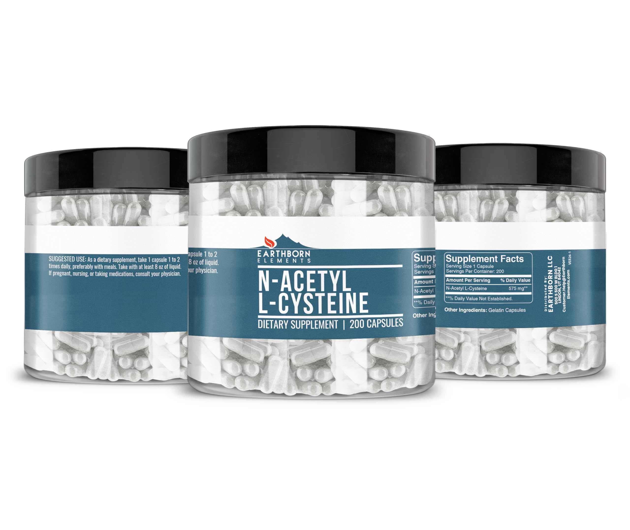 Earthborn Elements NAC Capsules lifestyle scene on a countertop