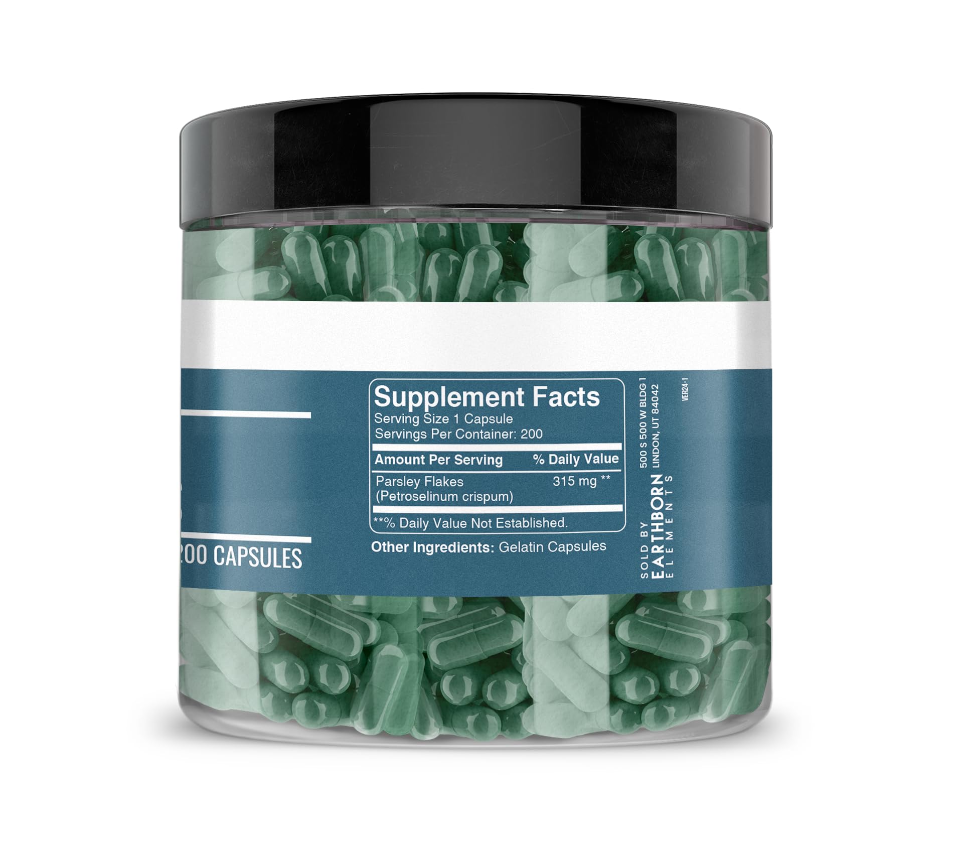 Earthborn Elements Parsley Capsules bottle side view