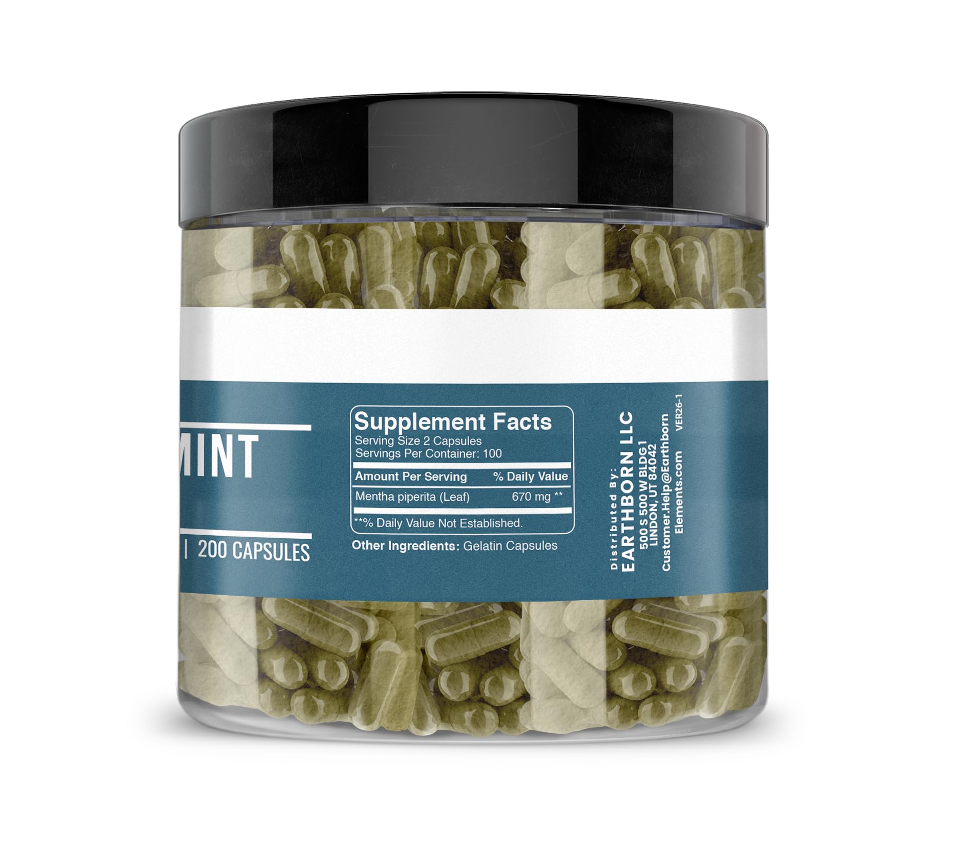 Earthborn Elements Peppermint Leaf Capsules side view