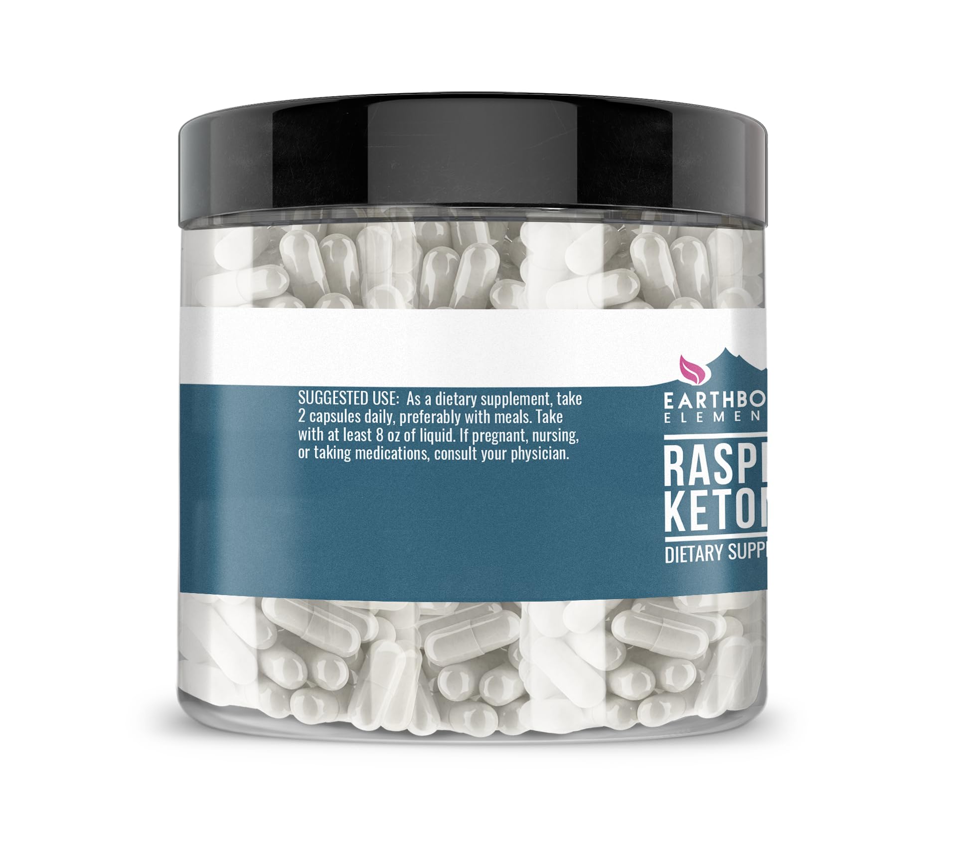 Earthborn Elements Raspberry Ketone 100-Day Supply bottle side view