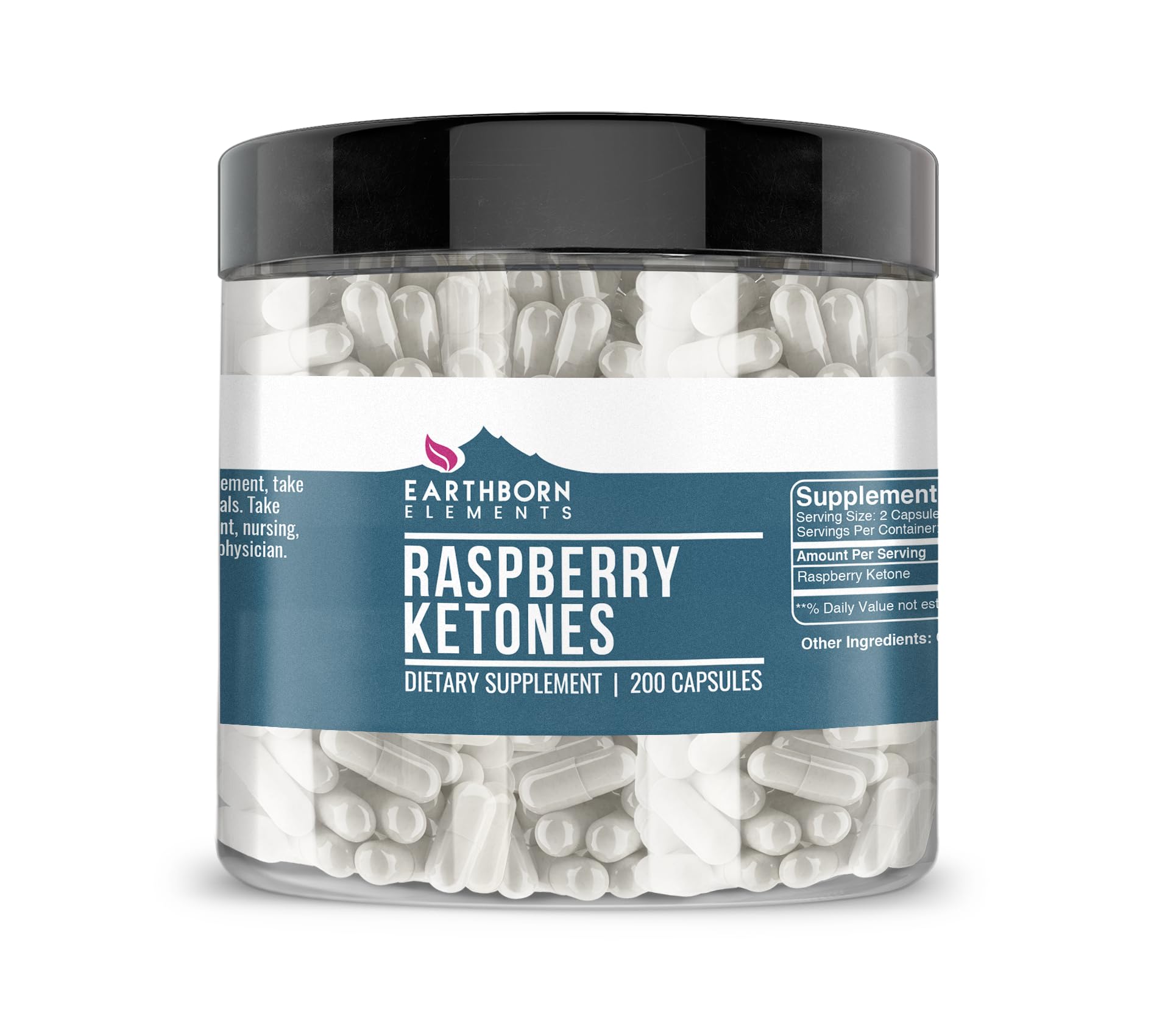Earthborn Elements Raspberry Ketone 100-Day Supply capsule bottle front view