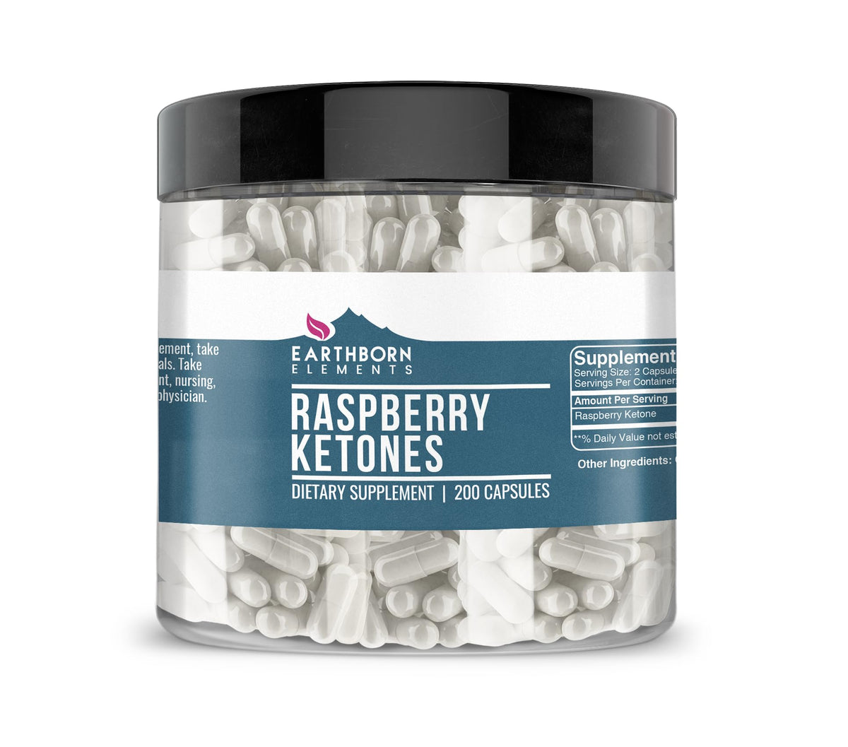 Earthborn Elements Raspberry Ketone 100-Day Supply capsule bottle front view