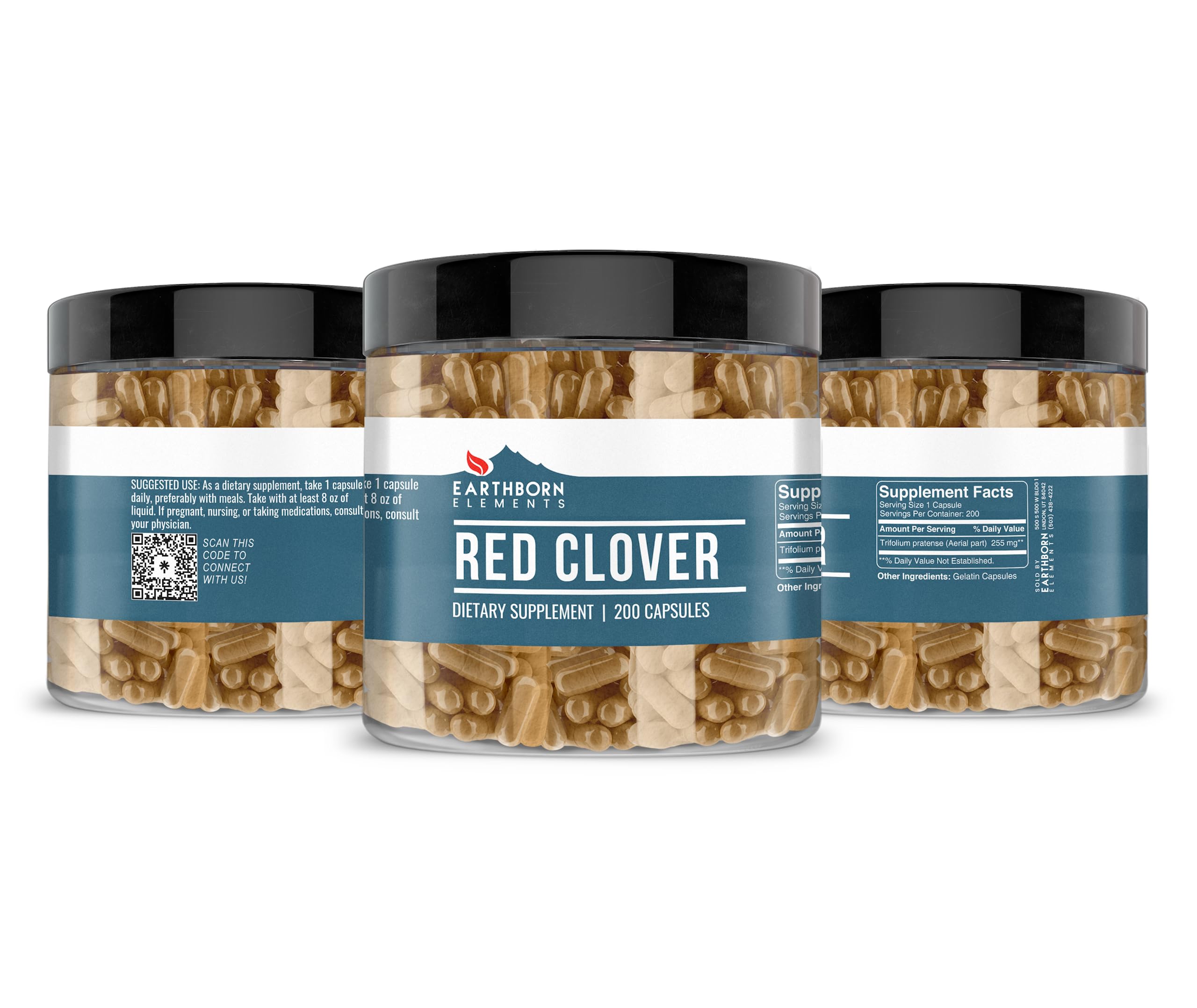 Earthborn Elements Red Clover Capsules opened bottle