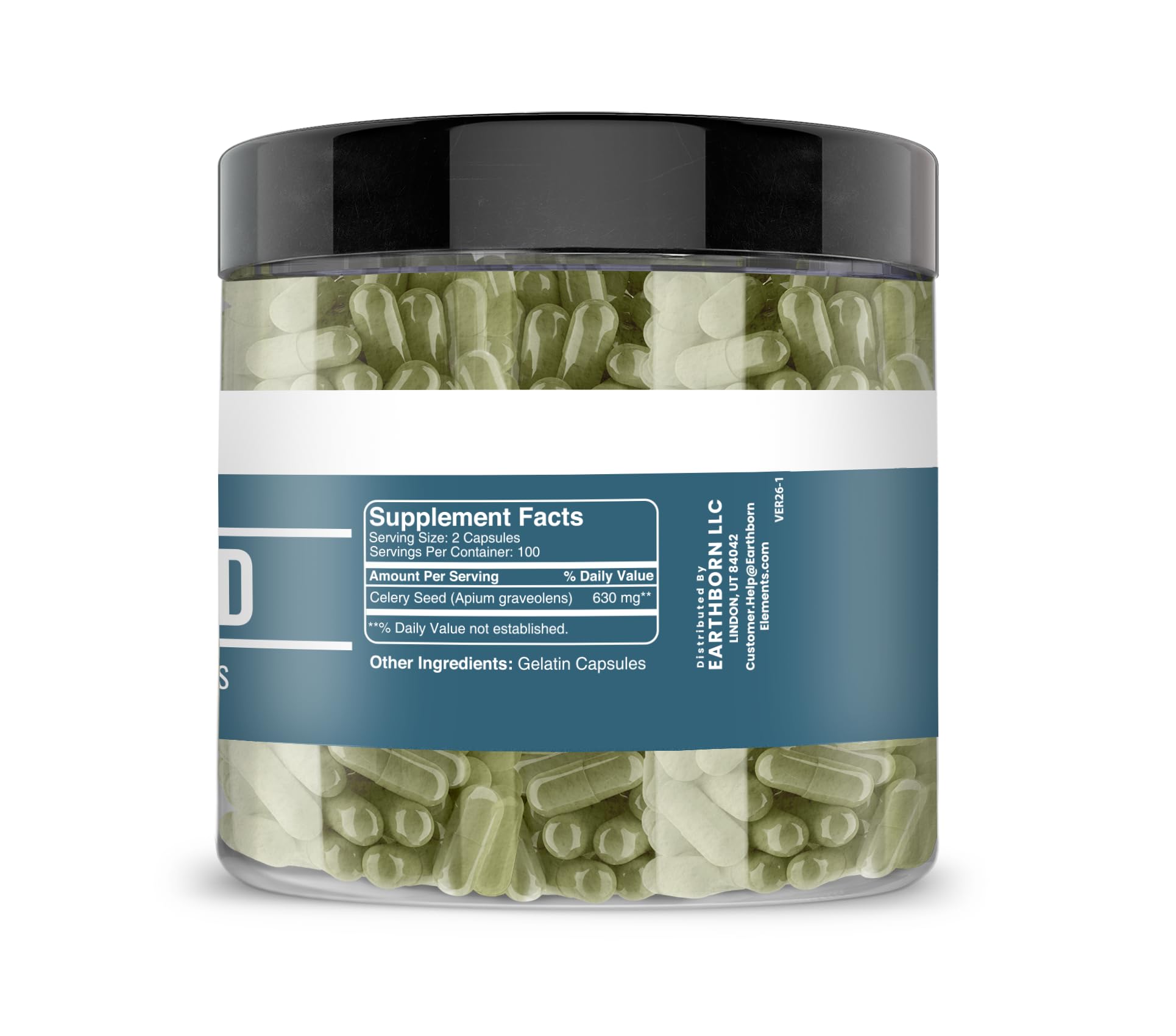 Earthborn Elements resealable container with Celery Seed Capsules