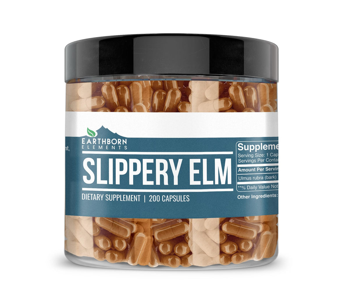 Earthborn Elements Slippery Elm Capsules 200 count front view