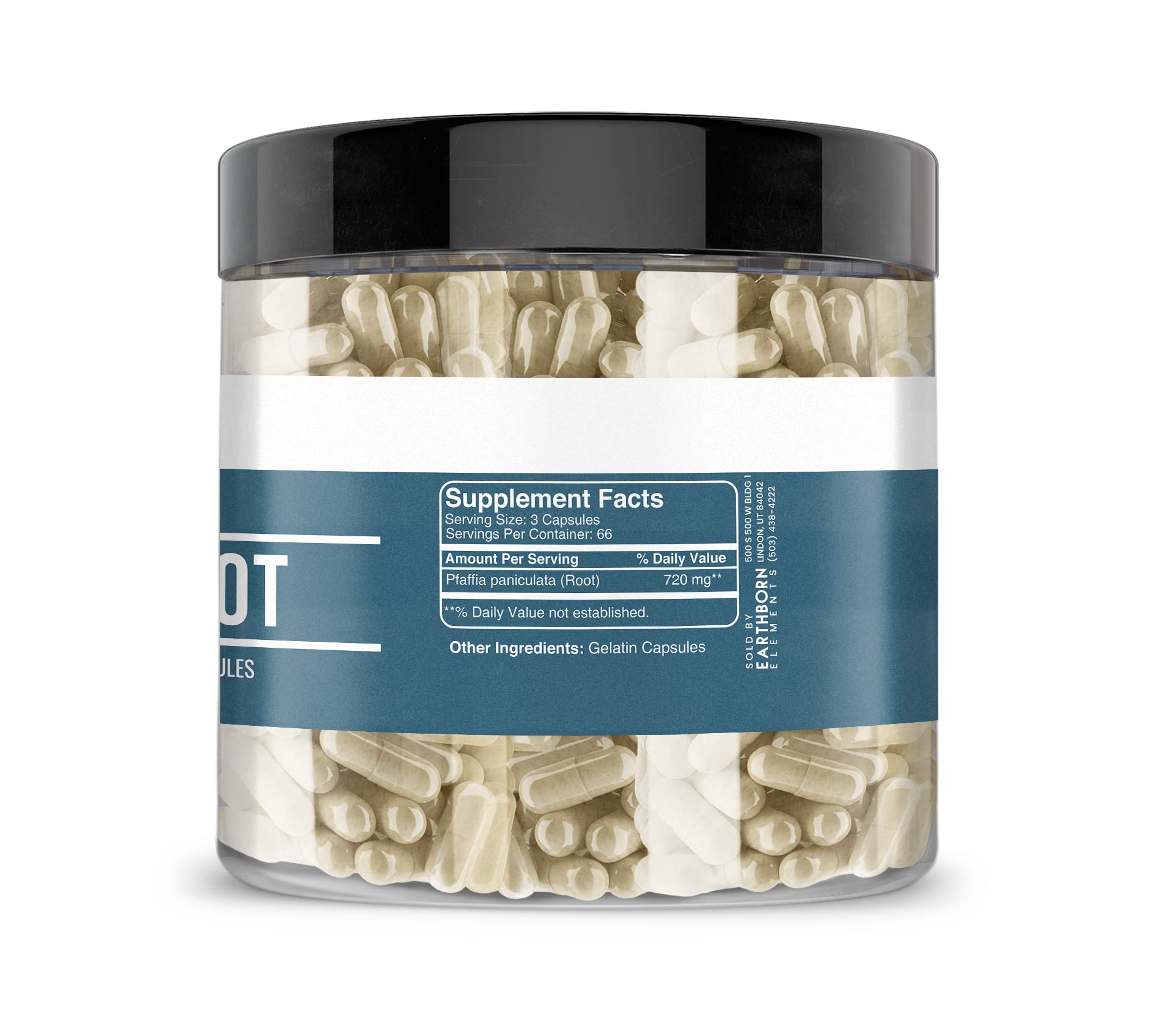 Earthborn Elements Suma Root Capsules back view with ingredient details
