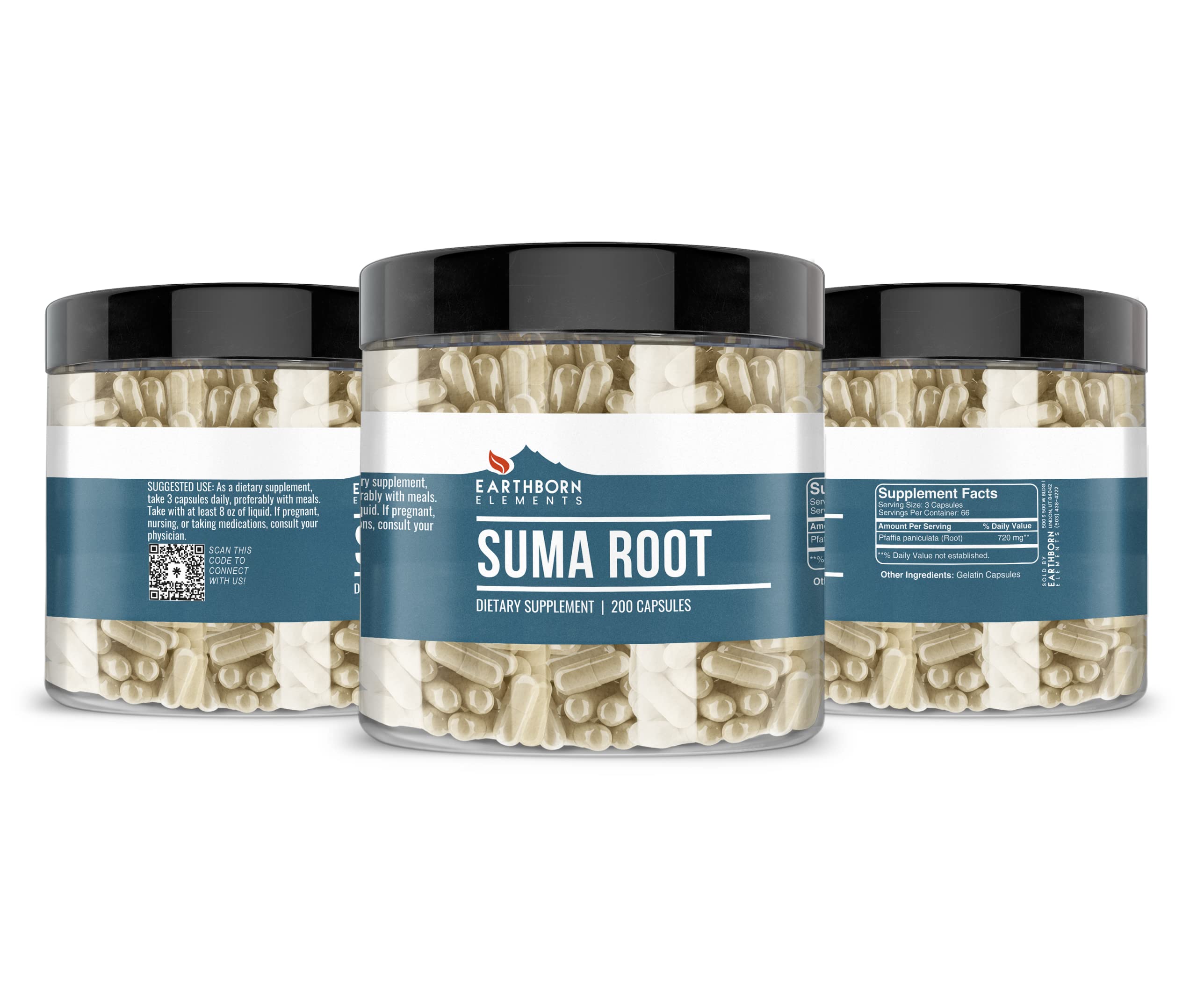 Earthborn Elements Suma Root Capsules lifestyle scene with a glass of water
