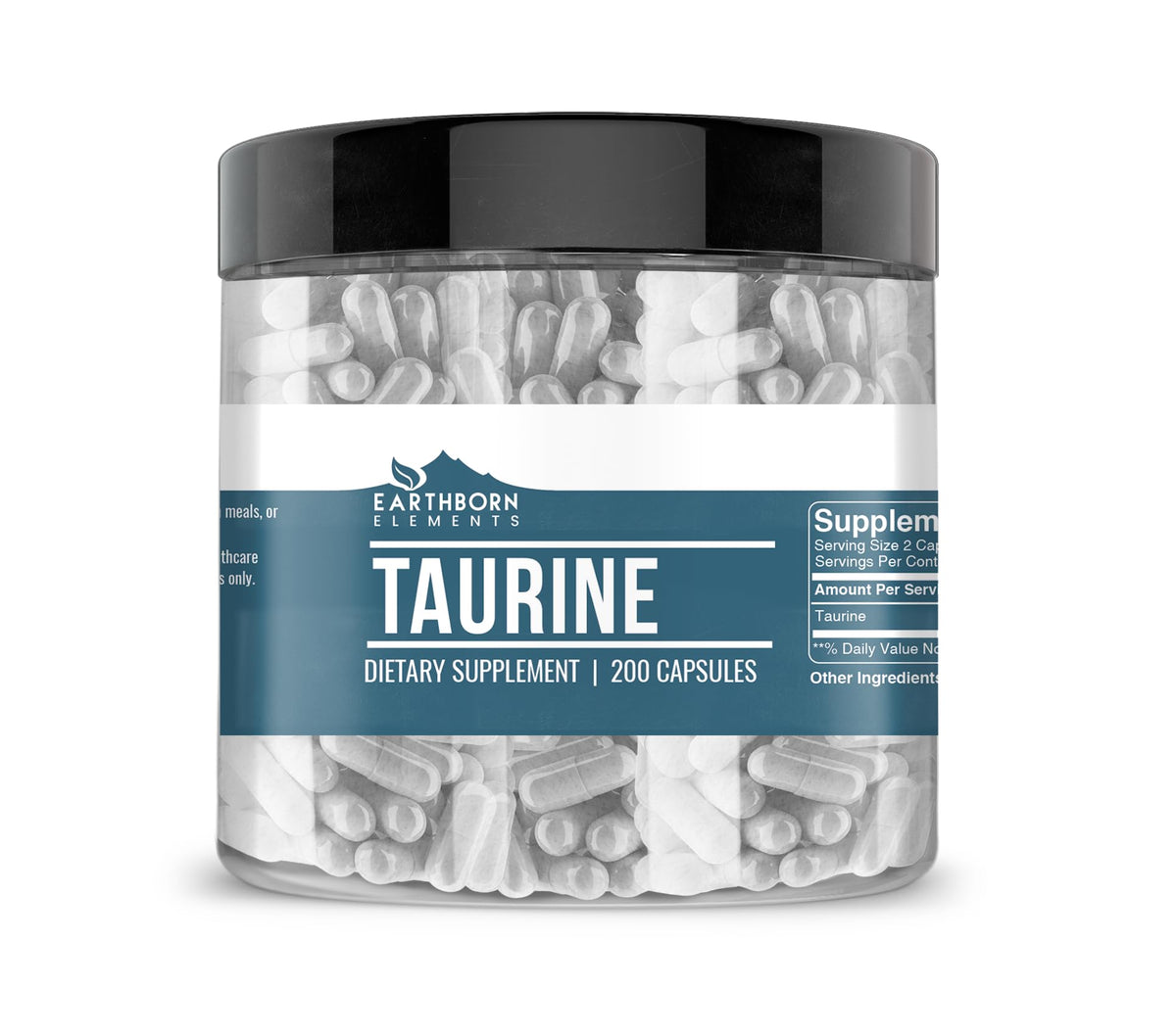 Earthborn Elements Taurine Capsules 200 count front view