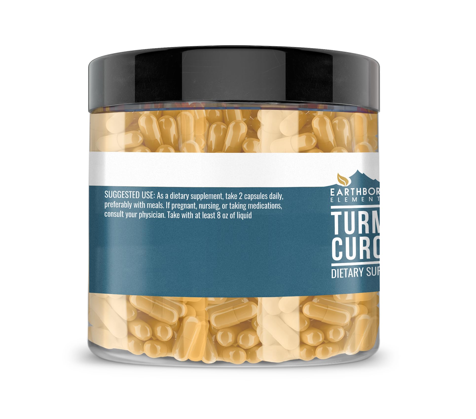 Earthborn Elements Turmeric Curcumin 200 Capsules back view