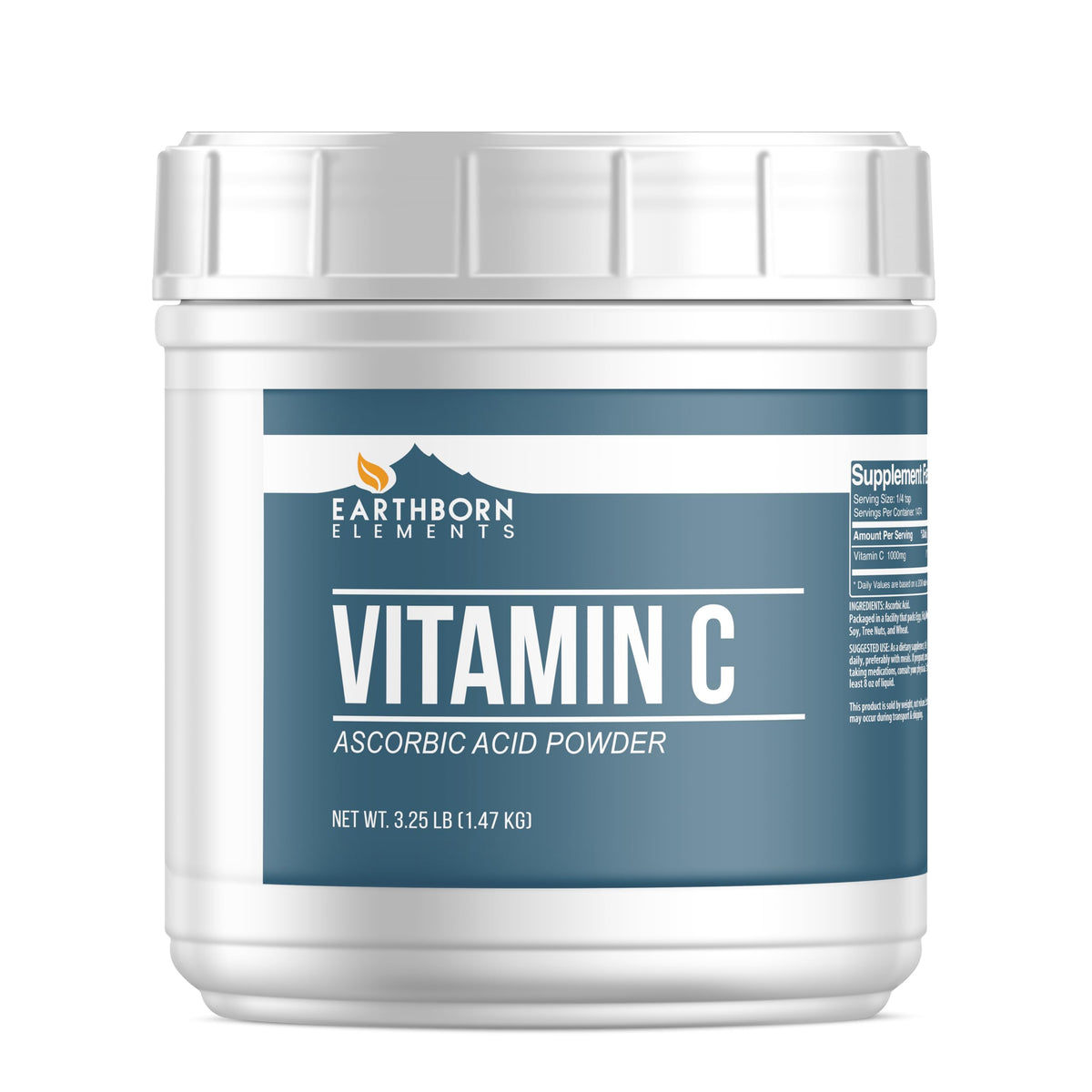 Earthborn Elements Vitamin C Powder 1579g resealable bucket front view