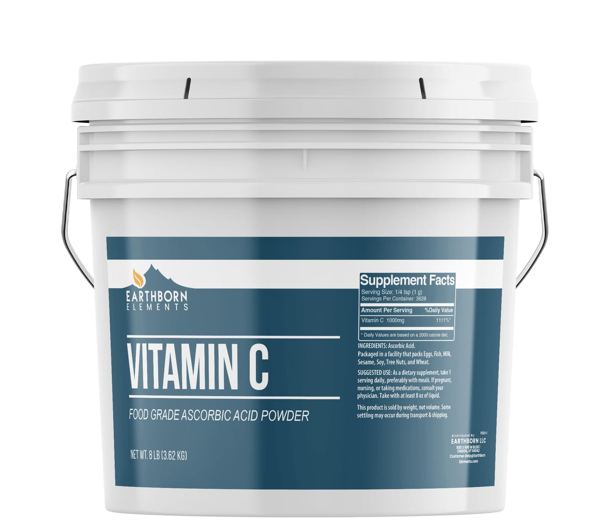 Earthborn Elements Vitamin C Powder resealable bucket front view