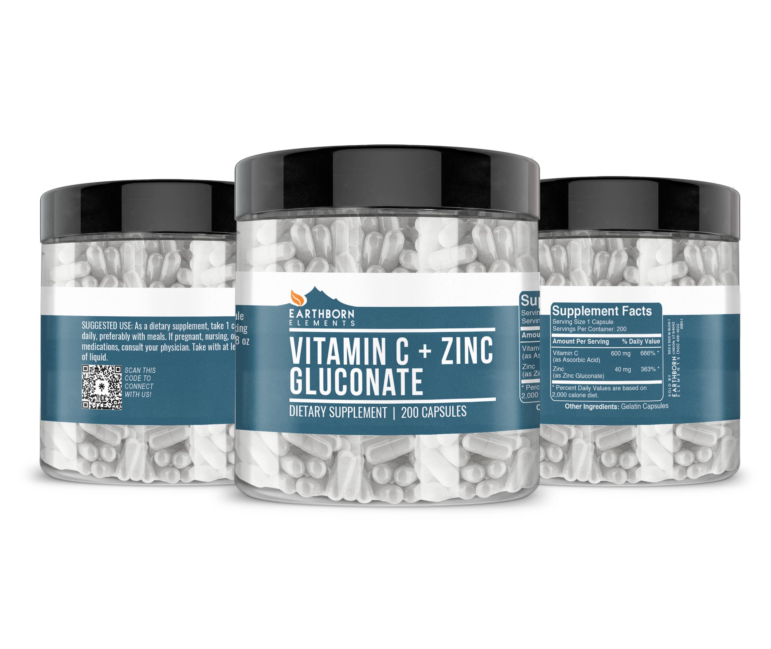 Earthborn Elements Vitamin C + Zinc Gluconate Capsules ingredients list