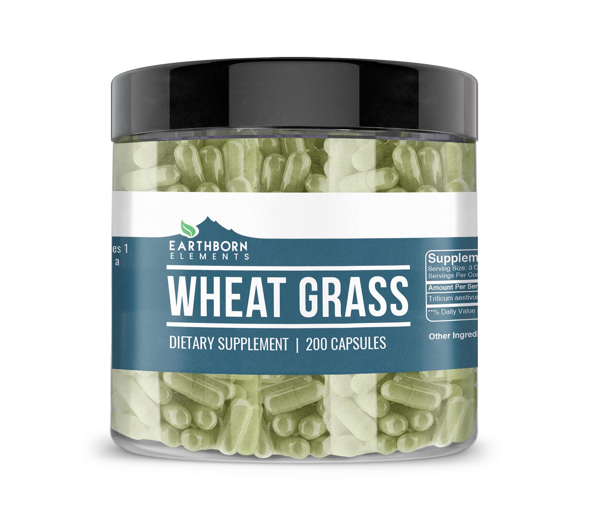 Earthborn Elements Wheat Grass Capsules 200 count front view