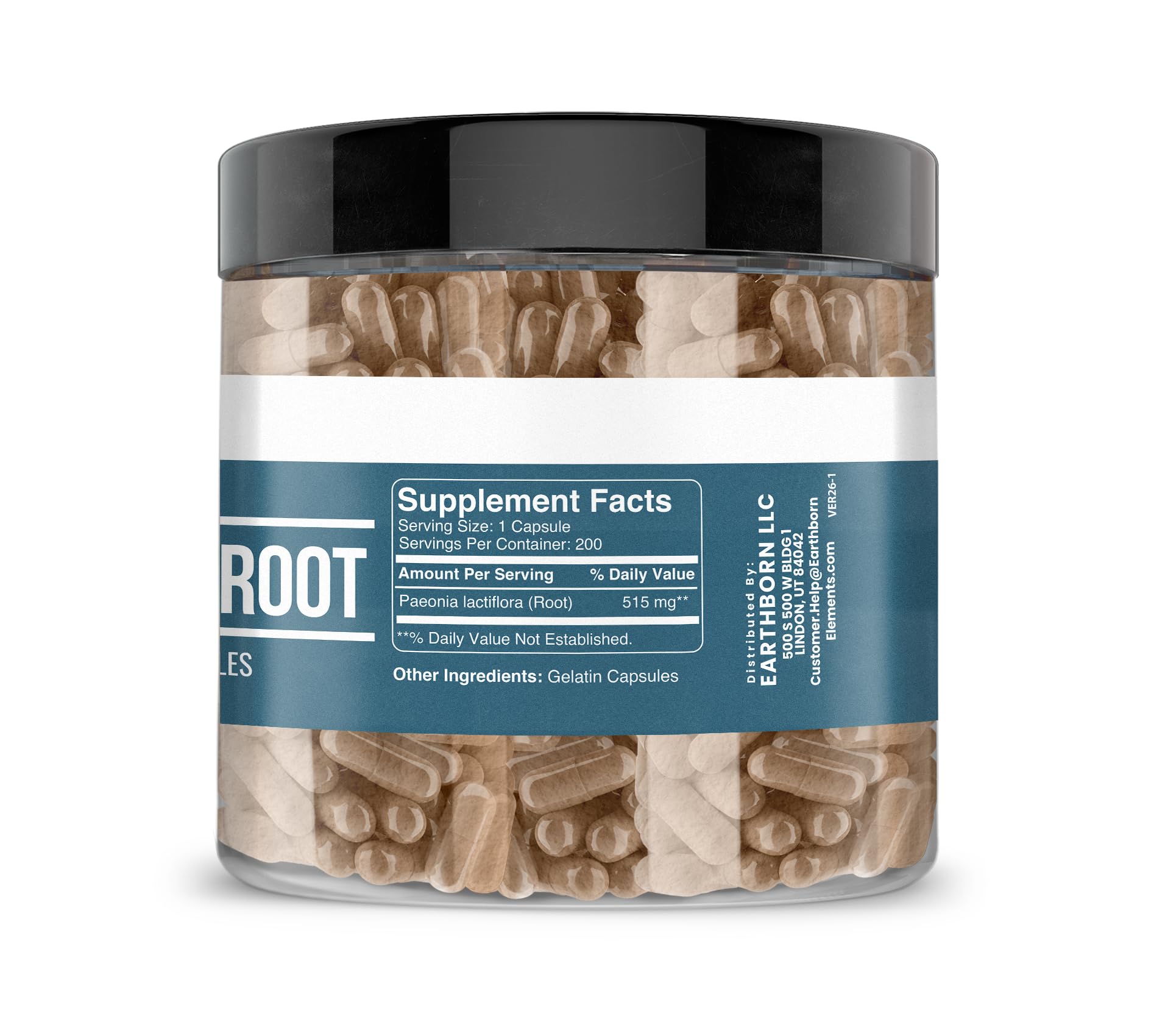 Earthborn Elements White Peony Root Capsules side view