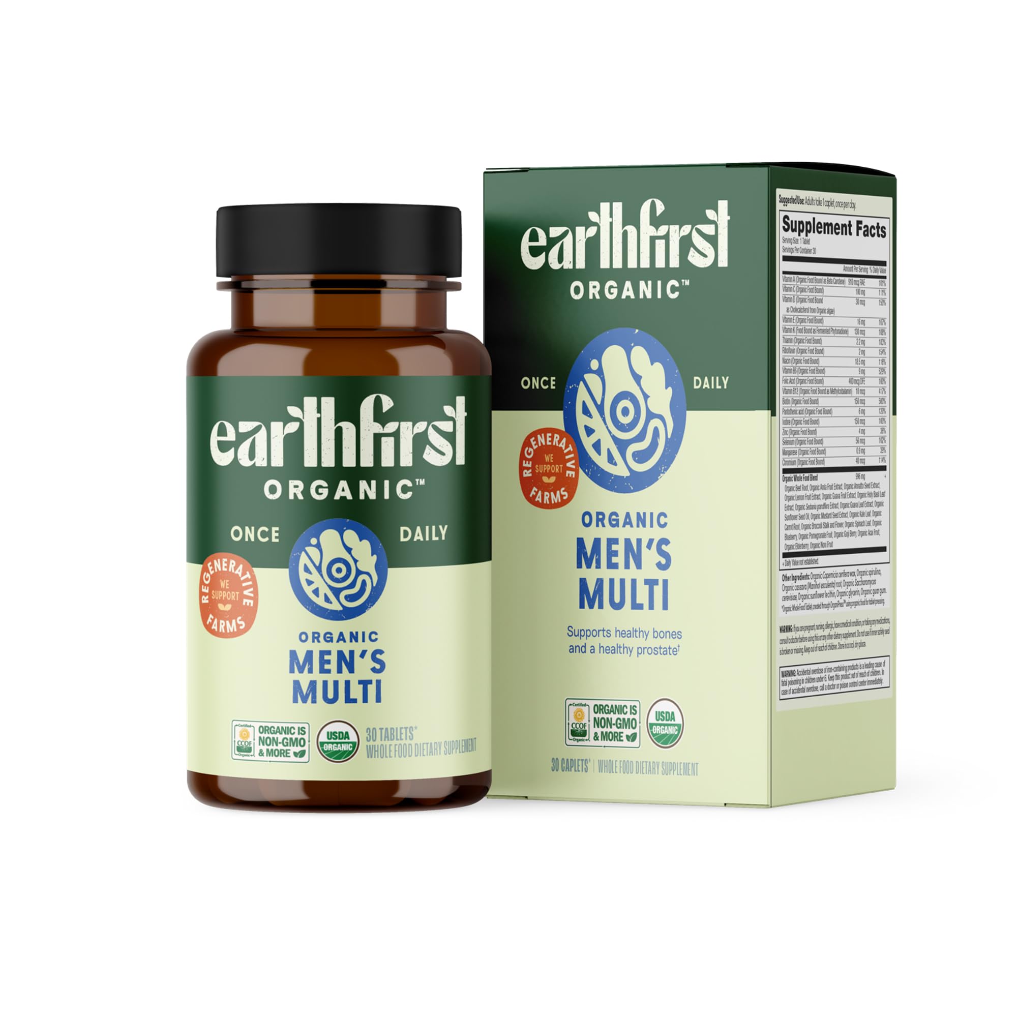 EarthFirst Organic Men’s Multivitamin 200g front view