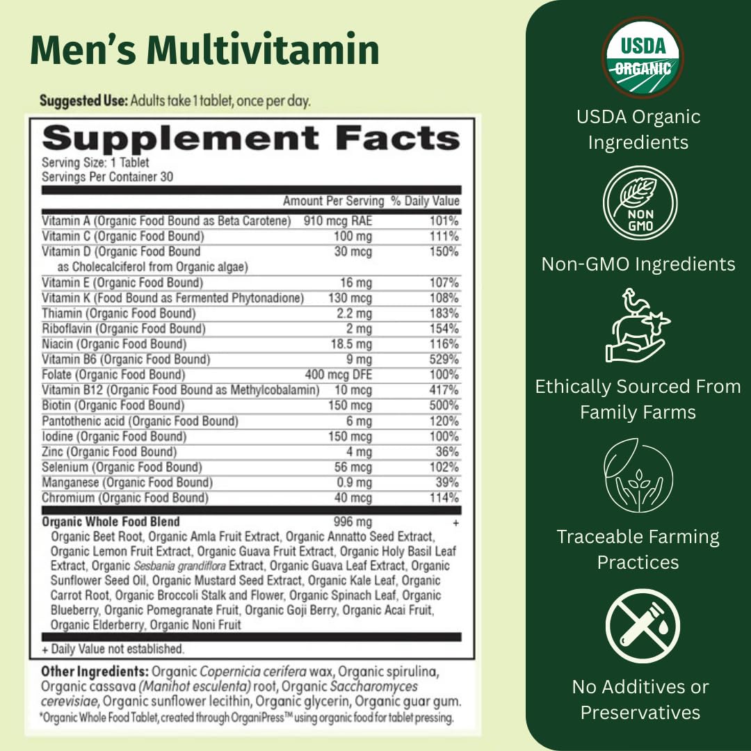 EarthFirst Organic Men’s Multivitamin 200g side view