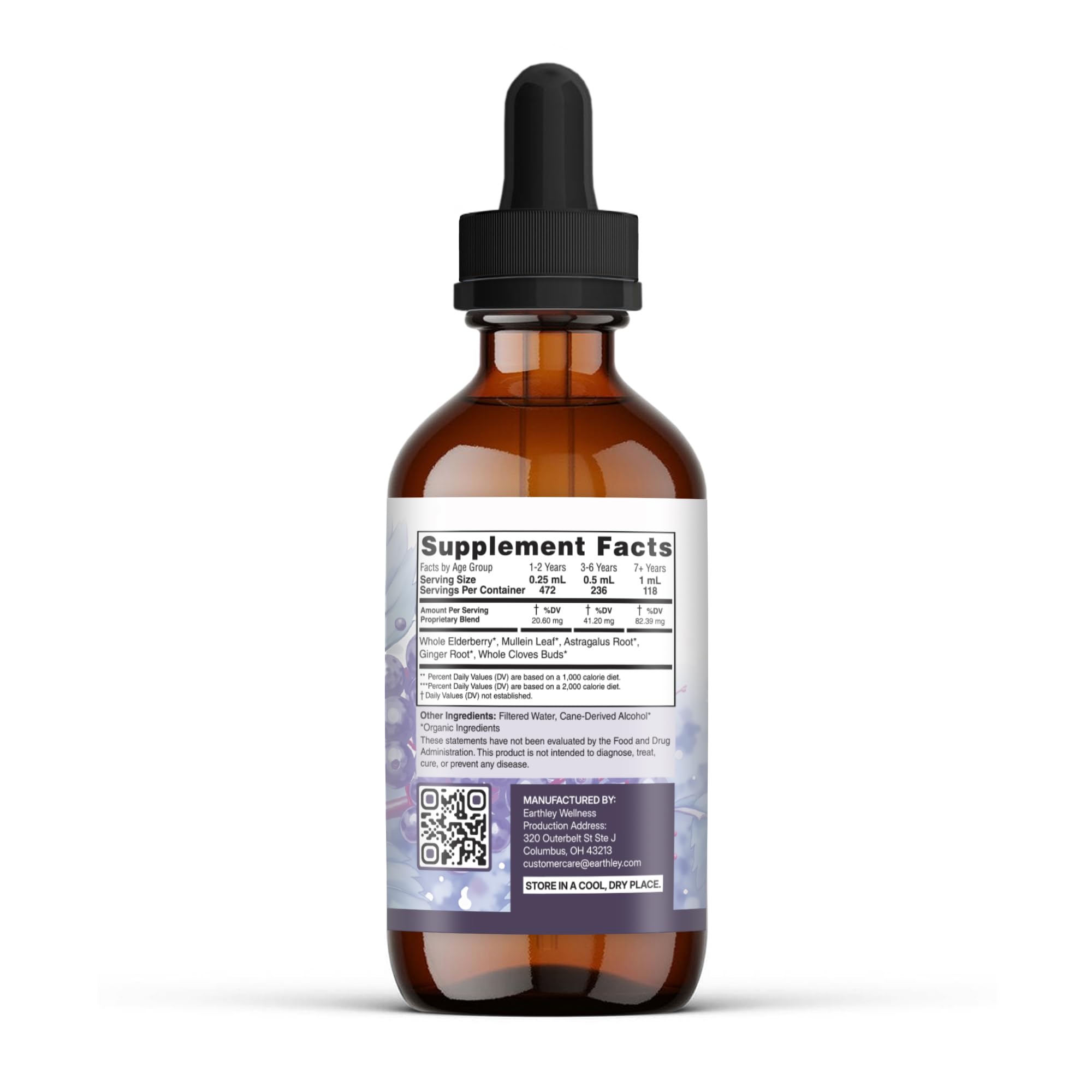 Earthley Wellness Elderberry Supplement 170g packaging