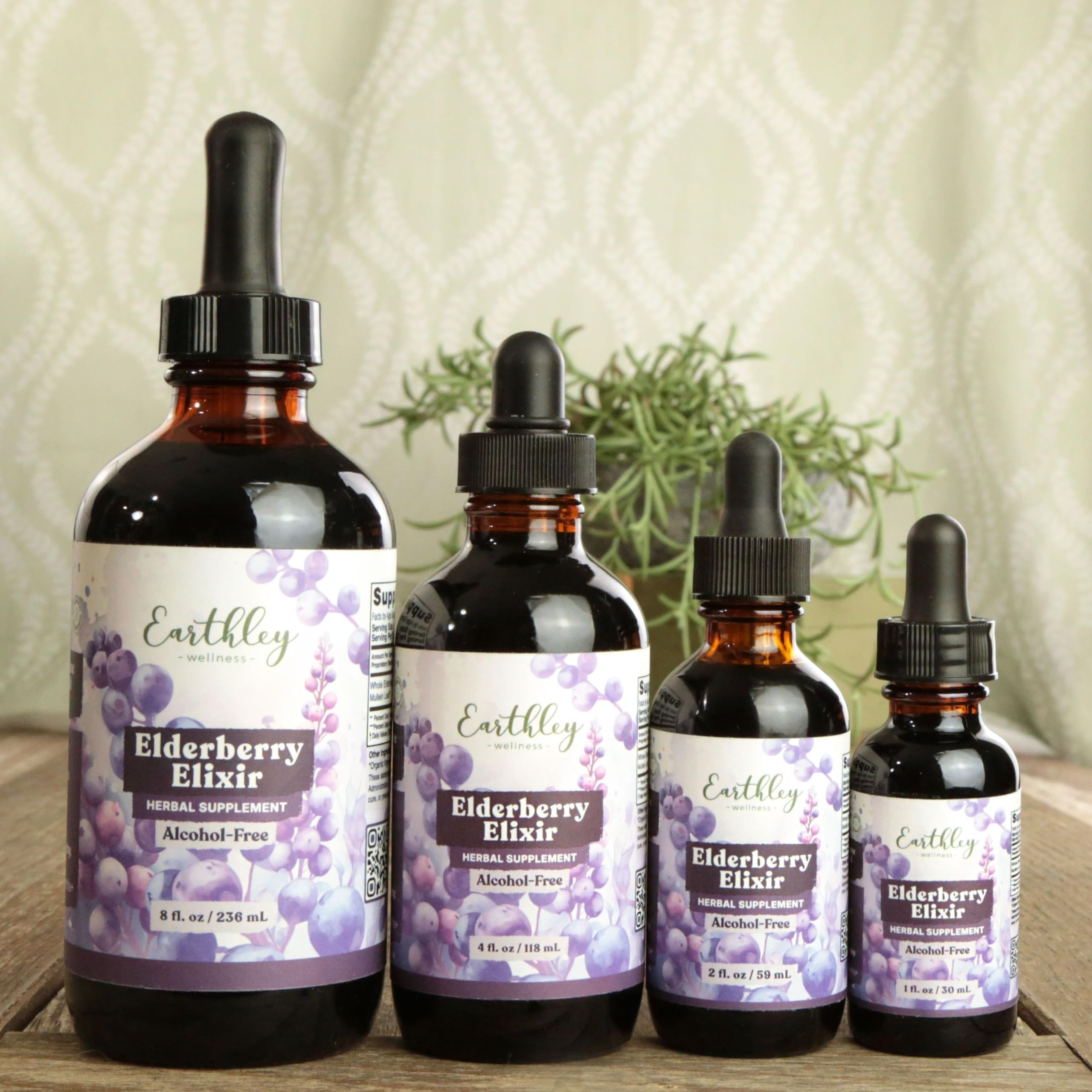 Earthley Wellness Elderberry Supplement close-up of bottle