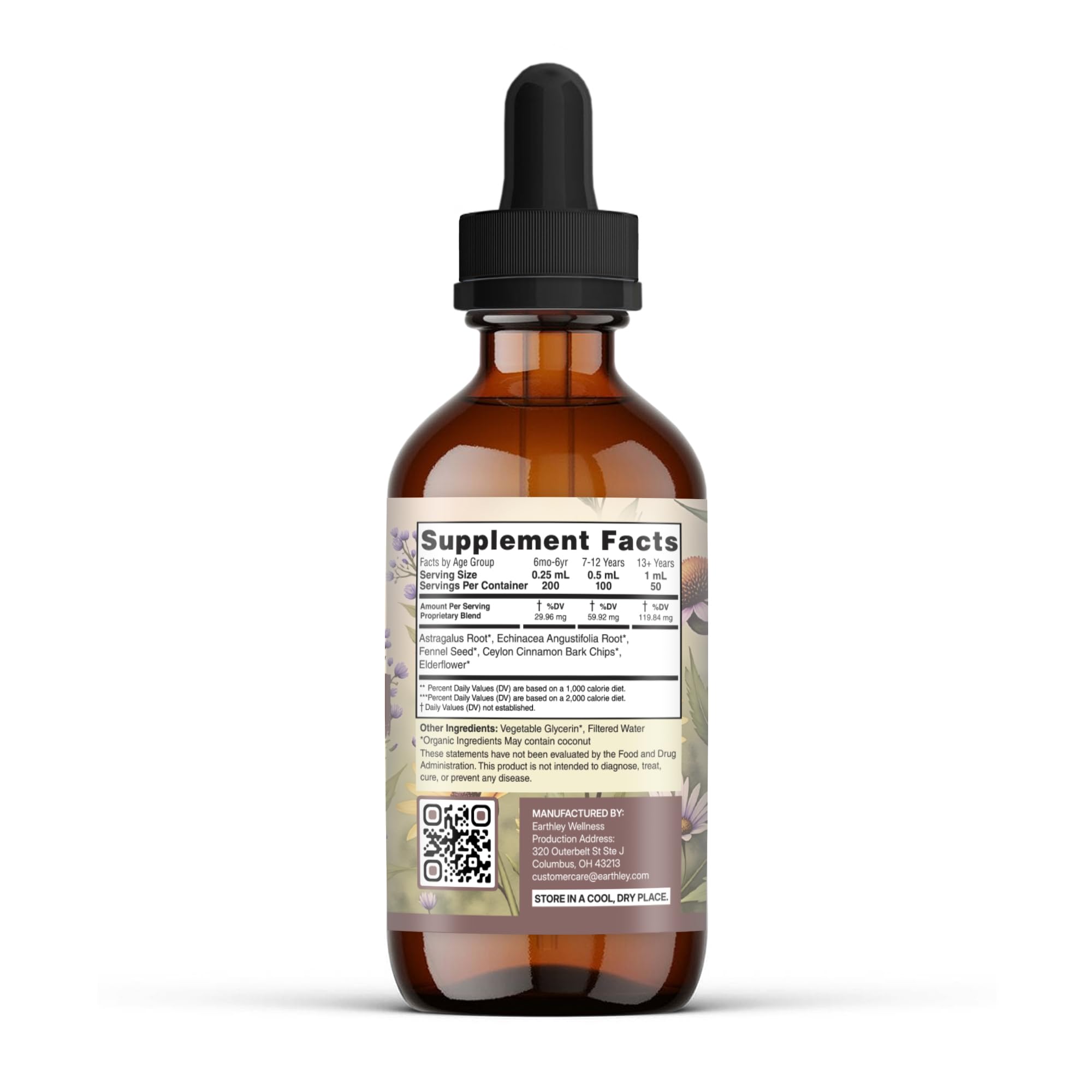 Earthley Wellness Feel Better Fast Herbal Supplement bottle side view