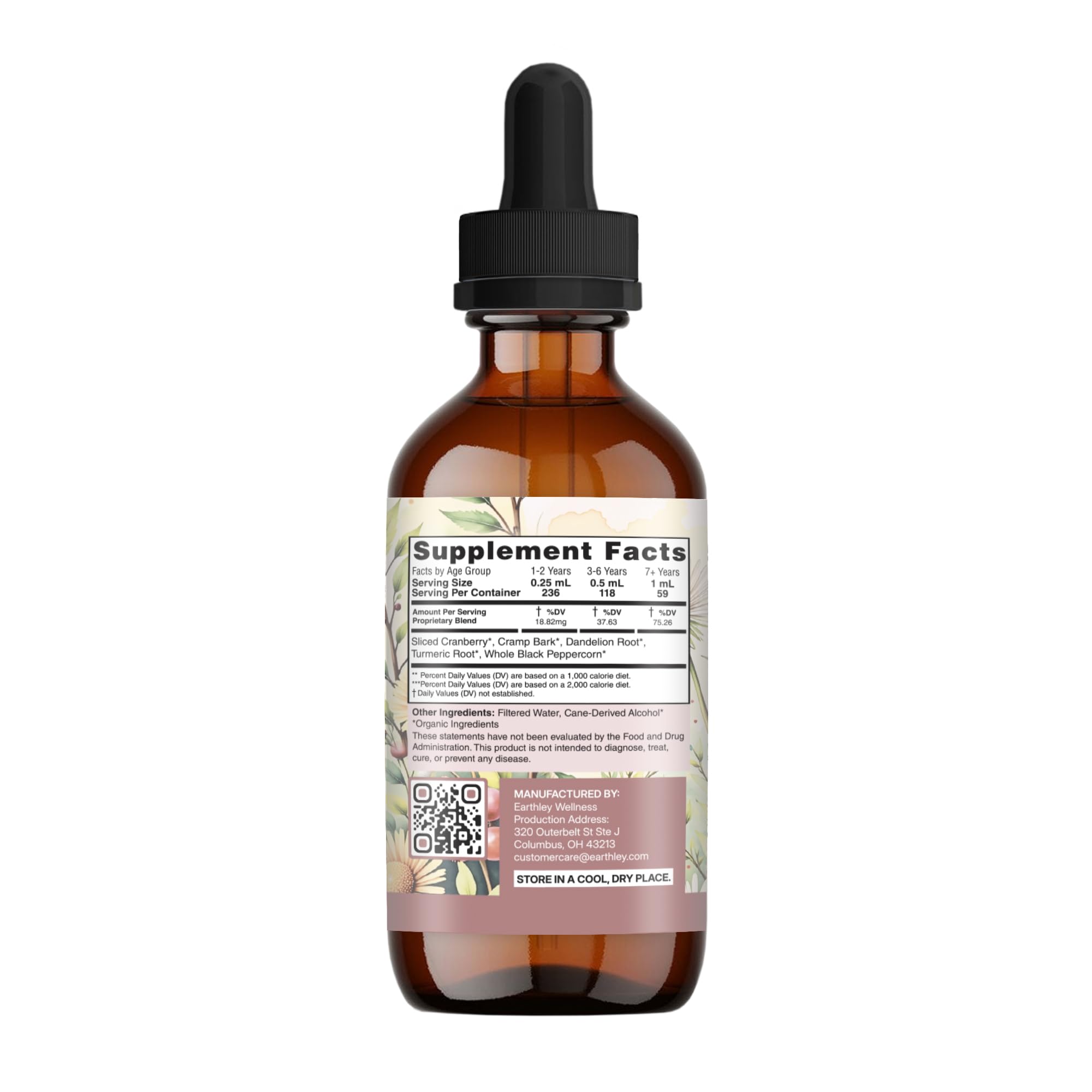 Earthley Wellness UT-Relief supplement back view with ingredient list