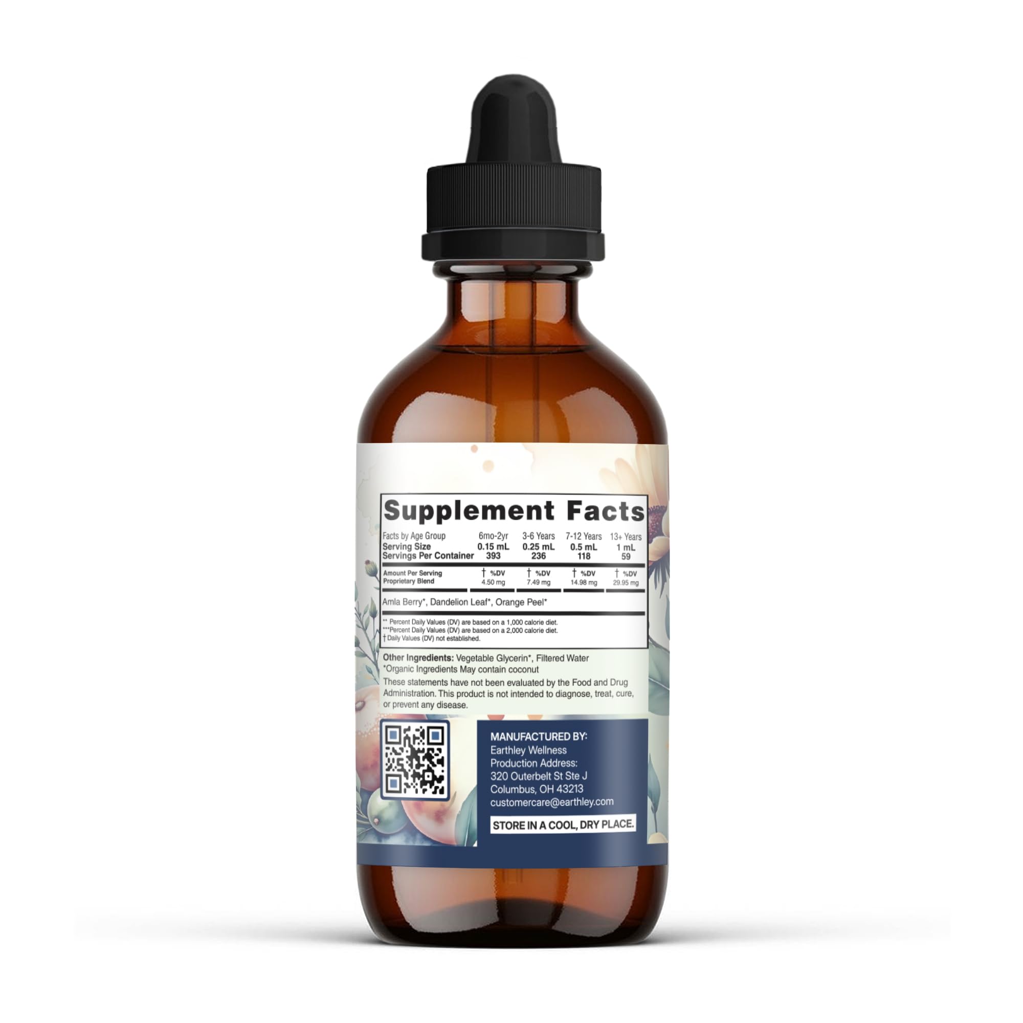 Earthley Wellness Vita-C Tincture 132g bottle with dropper