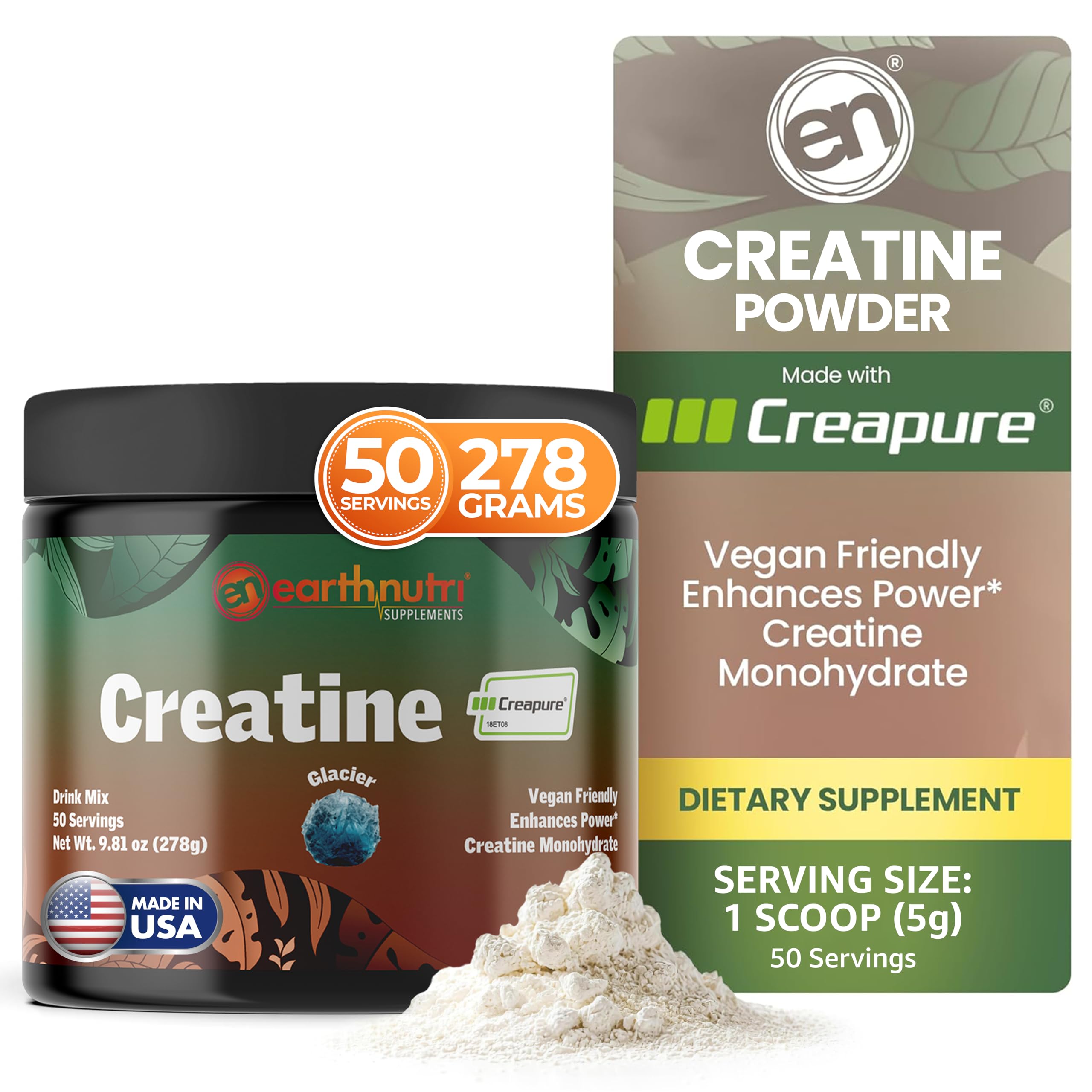 EarthNutri Creatine Monohydrate Powder 278g front view
