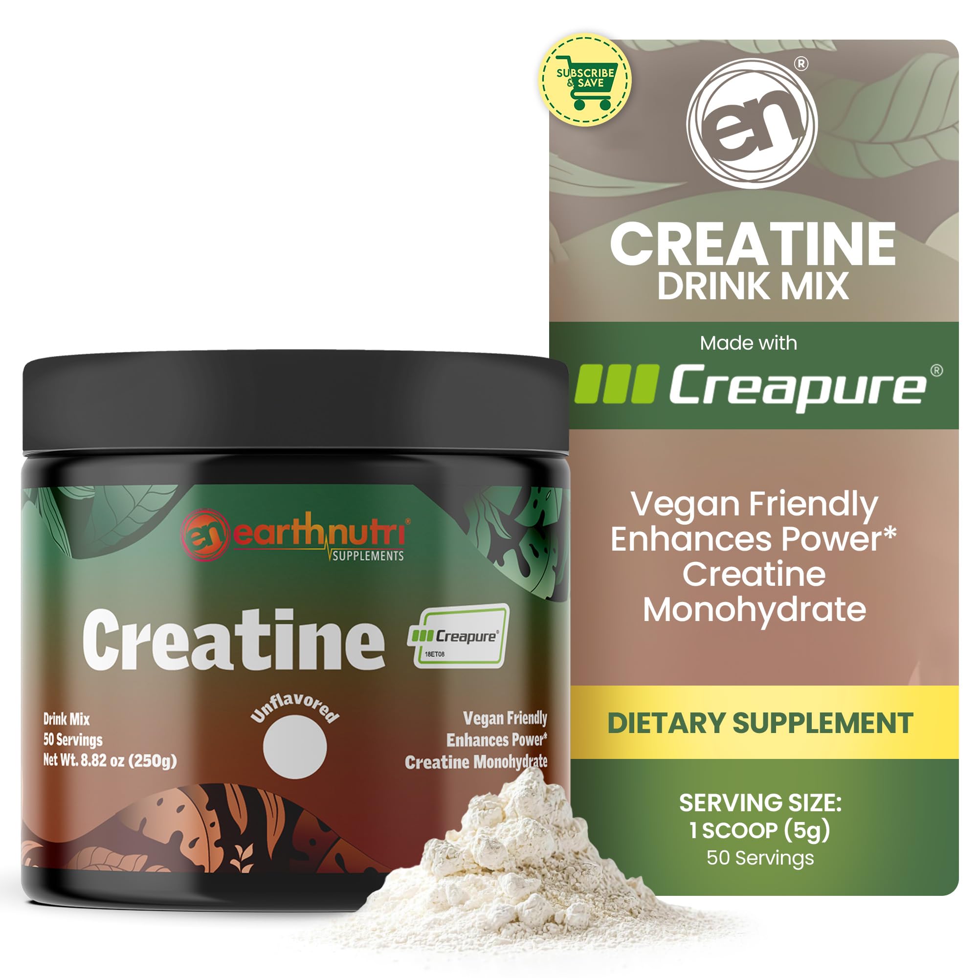 EarthNutri Creatine Monohydrate Powder 278g front view