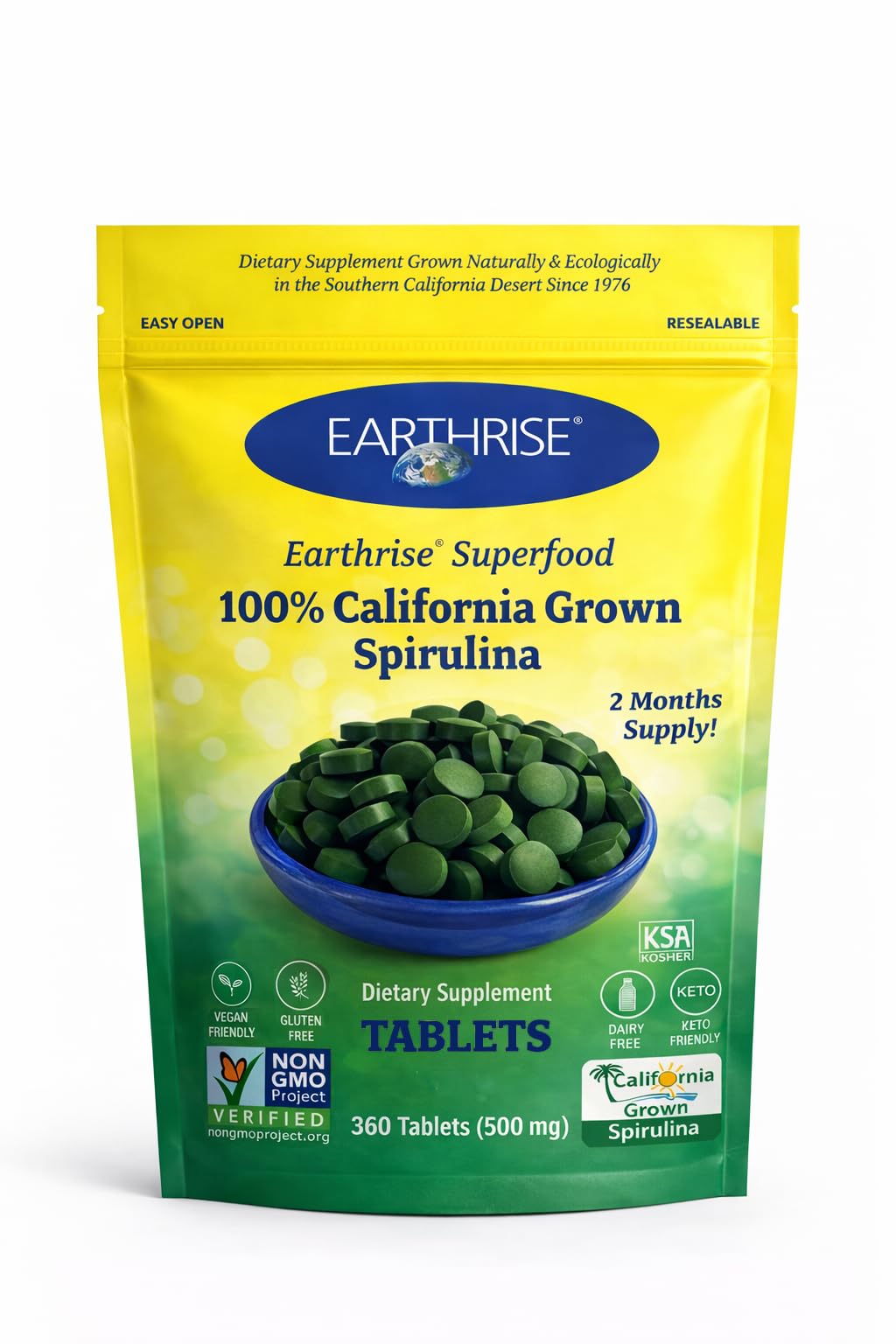 Earthrise Spirulina 200g package front view