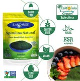 Earthrise Spirulina 476g lifestyle scene with fresh ingredients