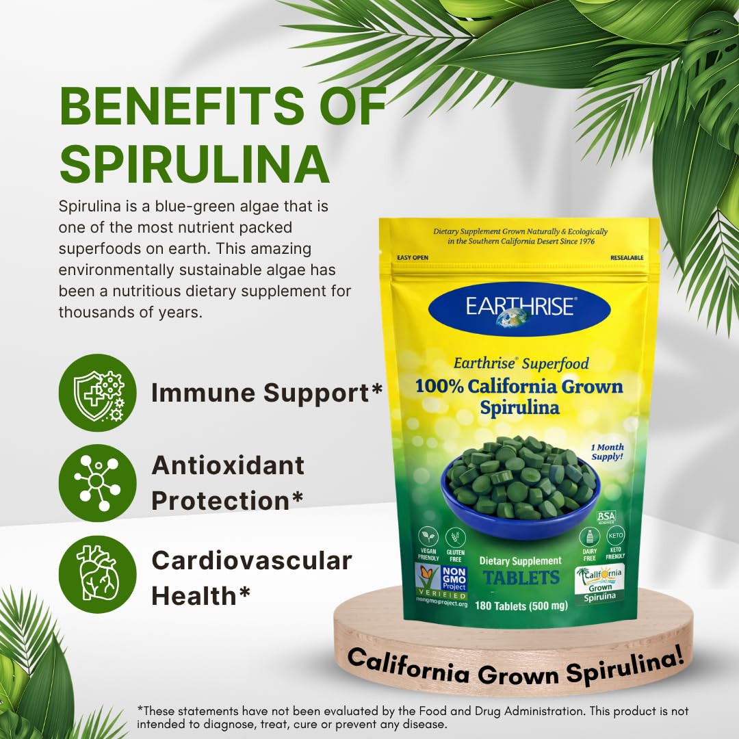 Earthrise Spirulina powder in a bowl