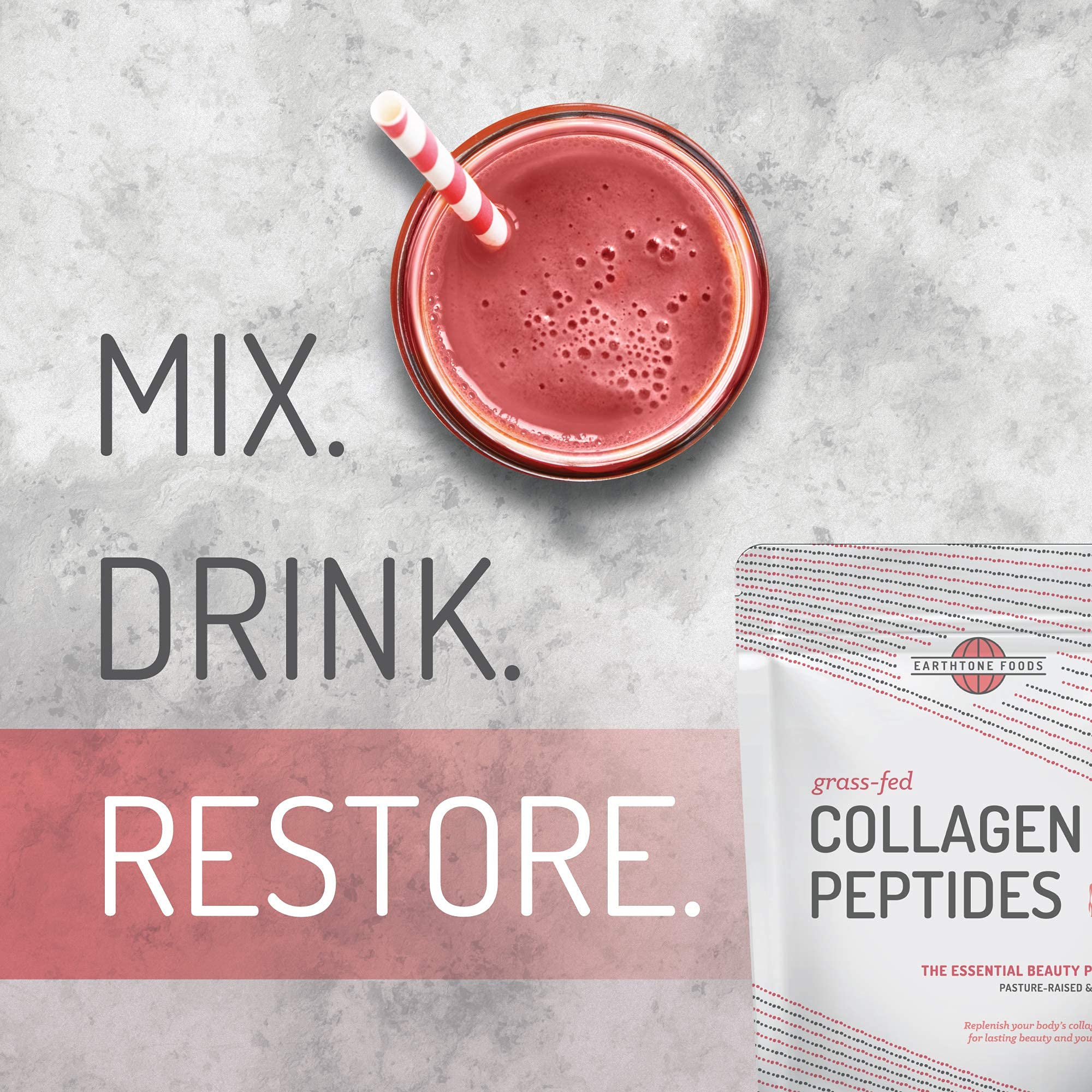 EARTHTONE Collagen Powder 454g mixed in a glass of water