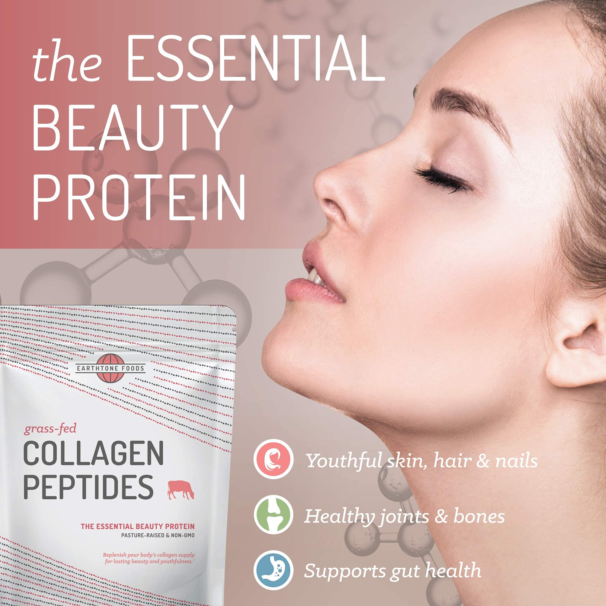 EARTHTONE Collagen Powder 454g unflavoured powder in a bowl