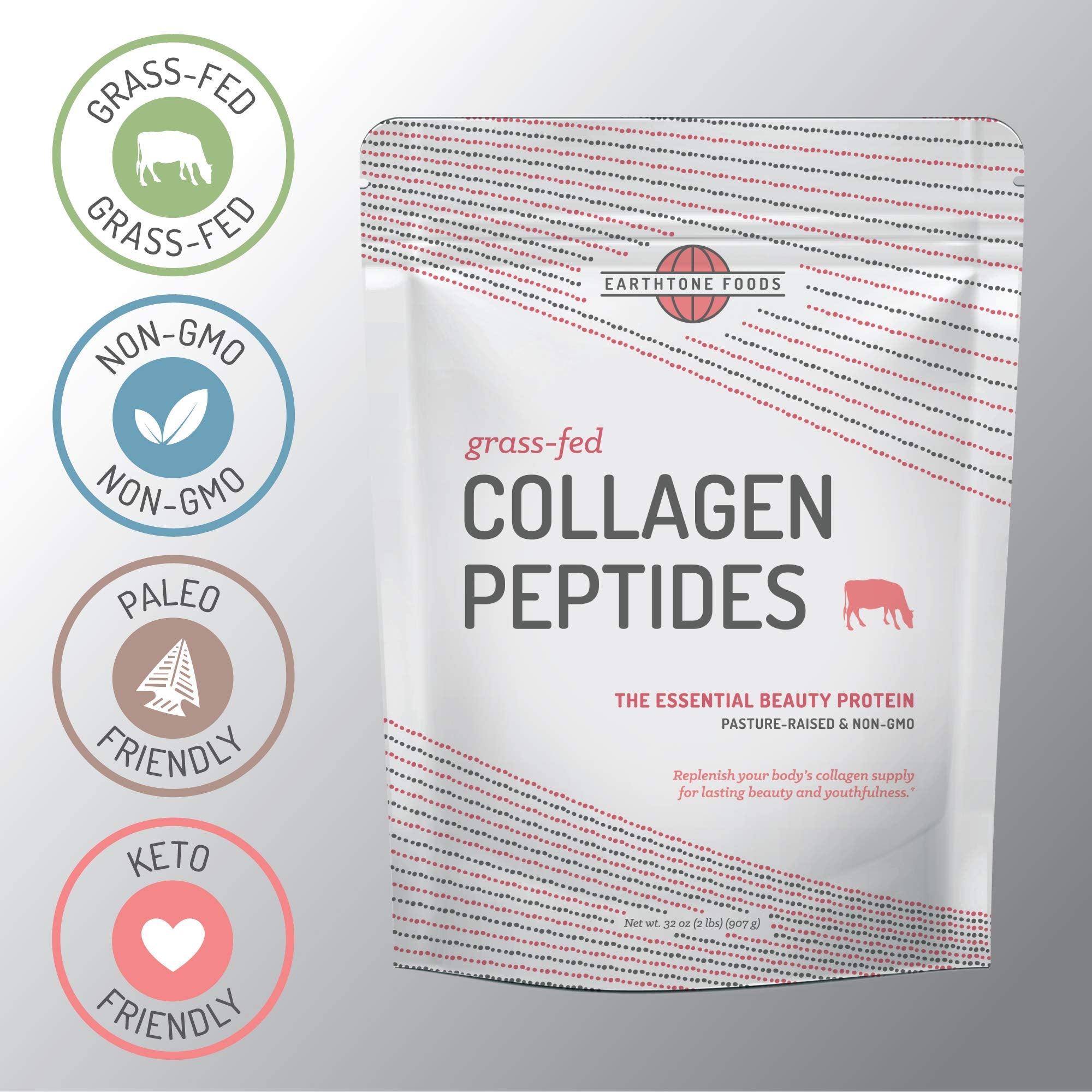 EARTHTONE Collagen Powder 454g with a tablespoon for serving