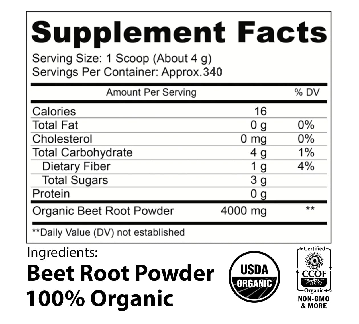 EarthWise Aromatics Beet Root Powder nutritional information