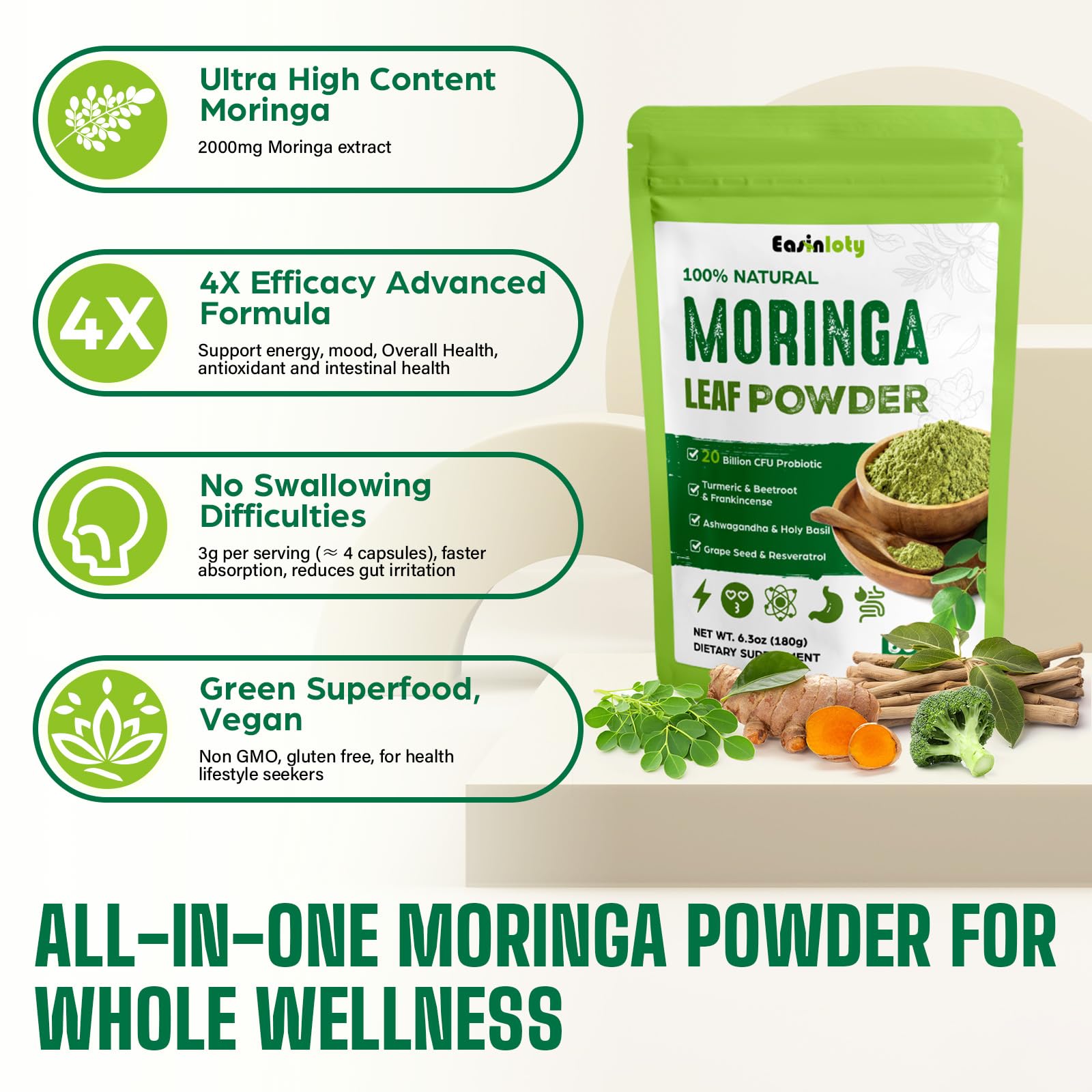 Easinloty Organic Moringa Powder nutritional information
