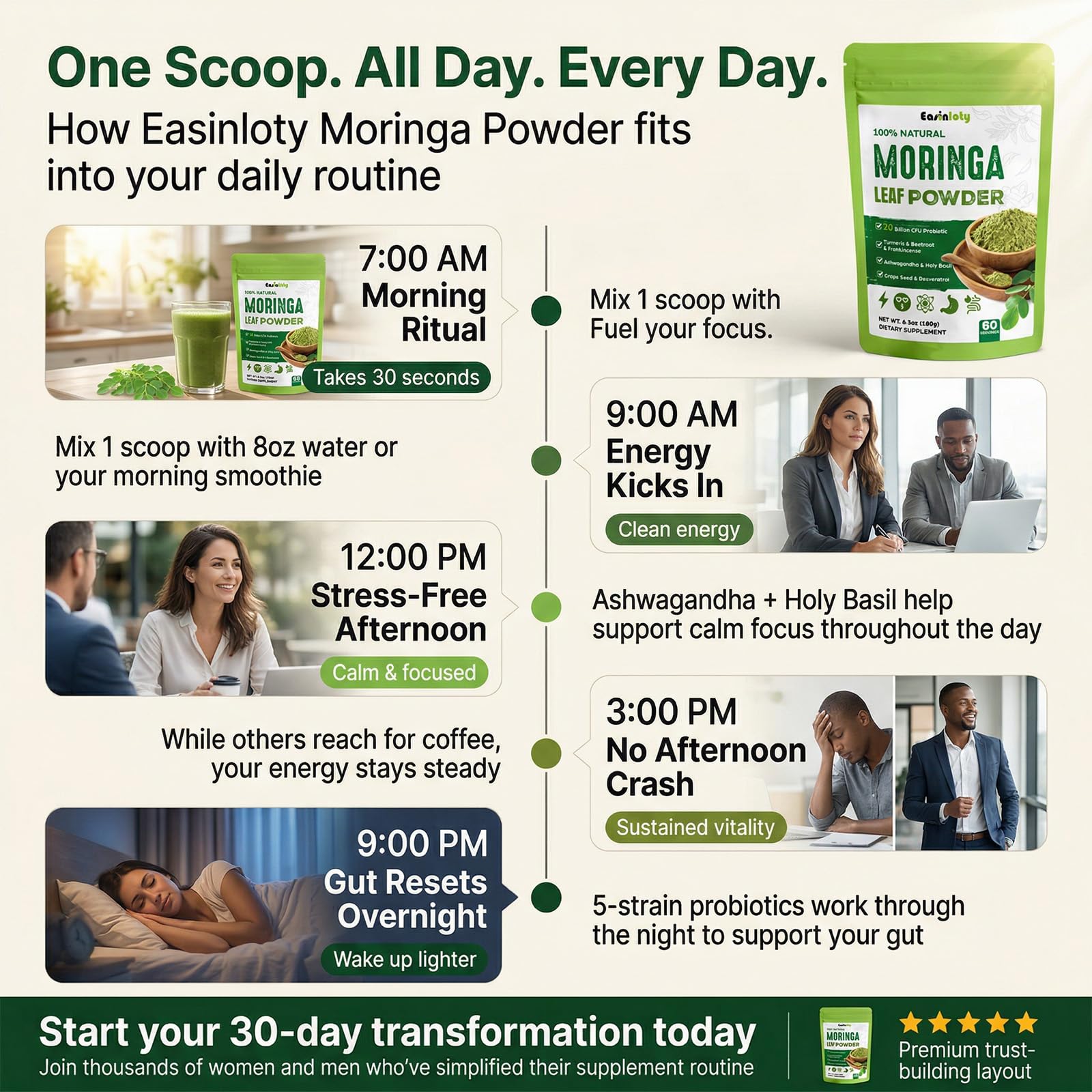 Easinloty Organic Moringa Powder with herbal ingredients