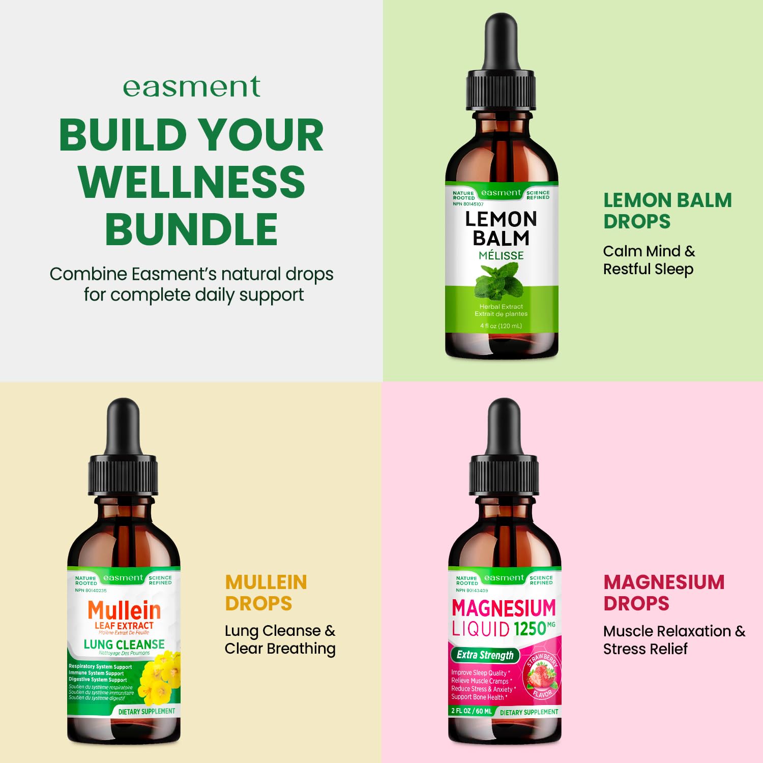 Easment Mullein Leaf Extract Herbal Drops displayed with herbal supplements