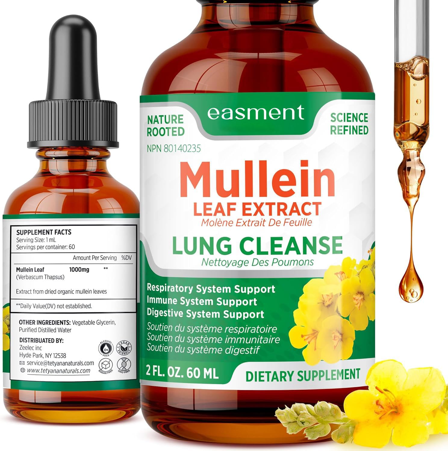 Easment Mullein Leaf Extract Herbal Drops front view 150g