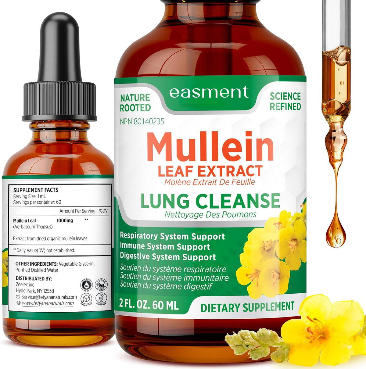 Easment Mullein Leaf Extract Herbal Drops front view 150g
