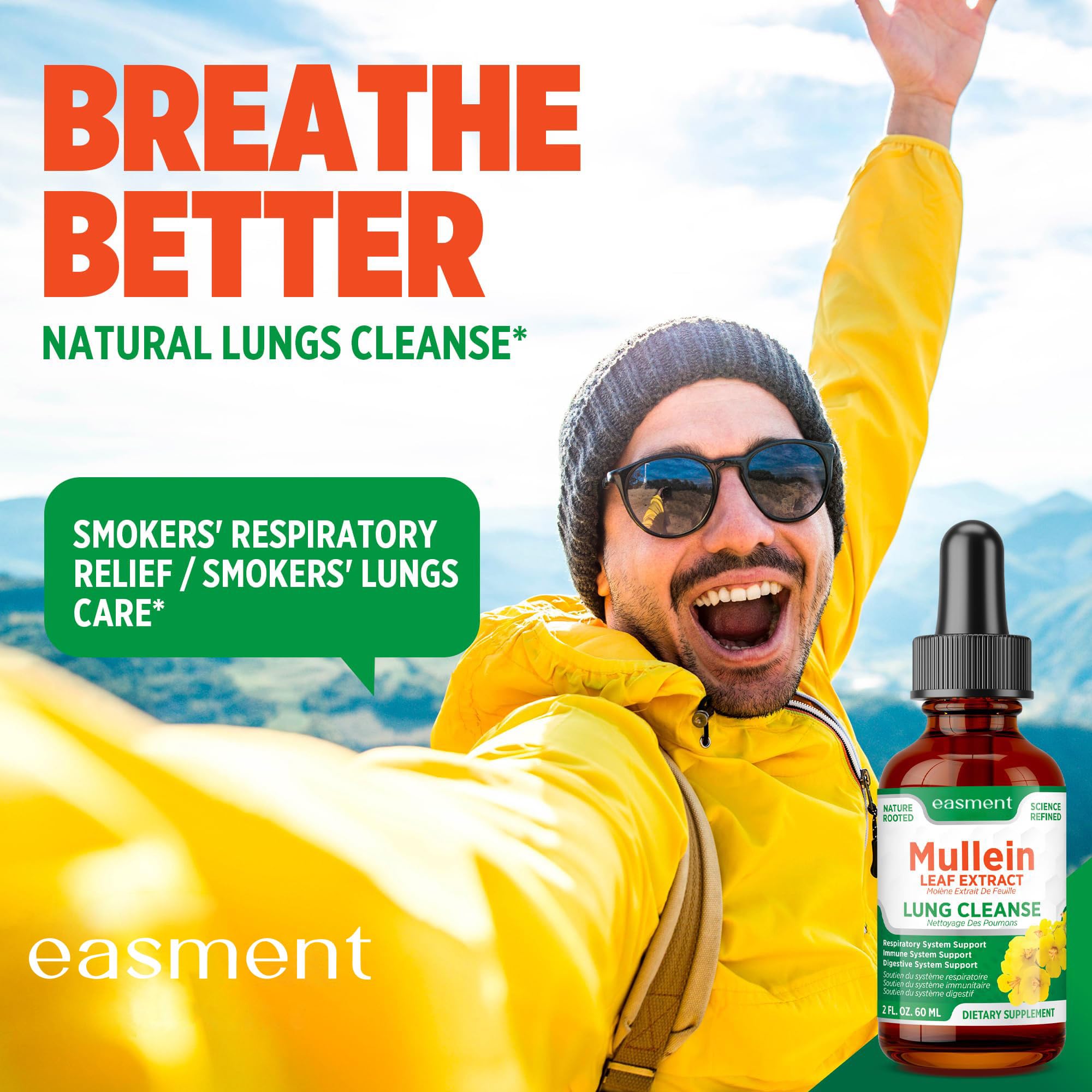 Easment Mullein Leaf Extract Herbal Drops side view showing dropper