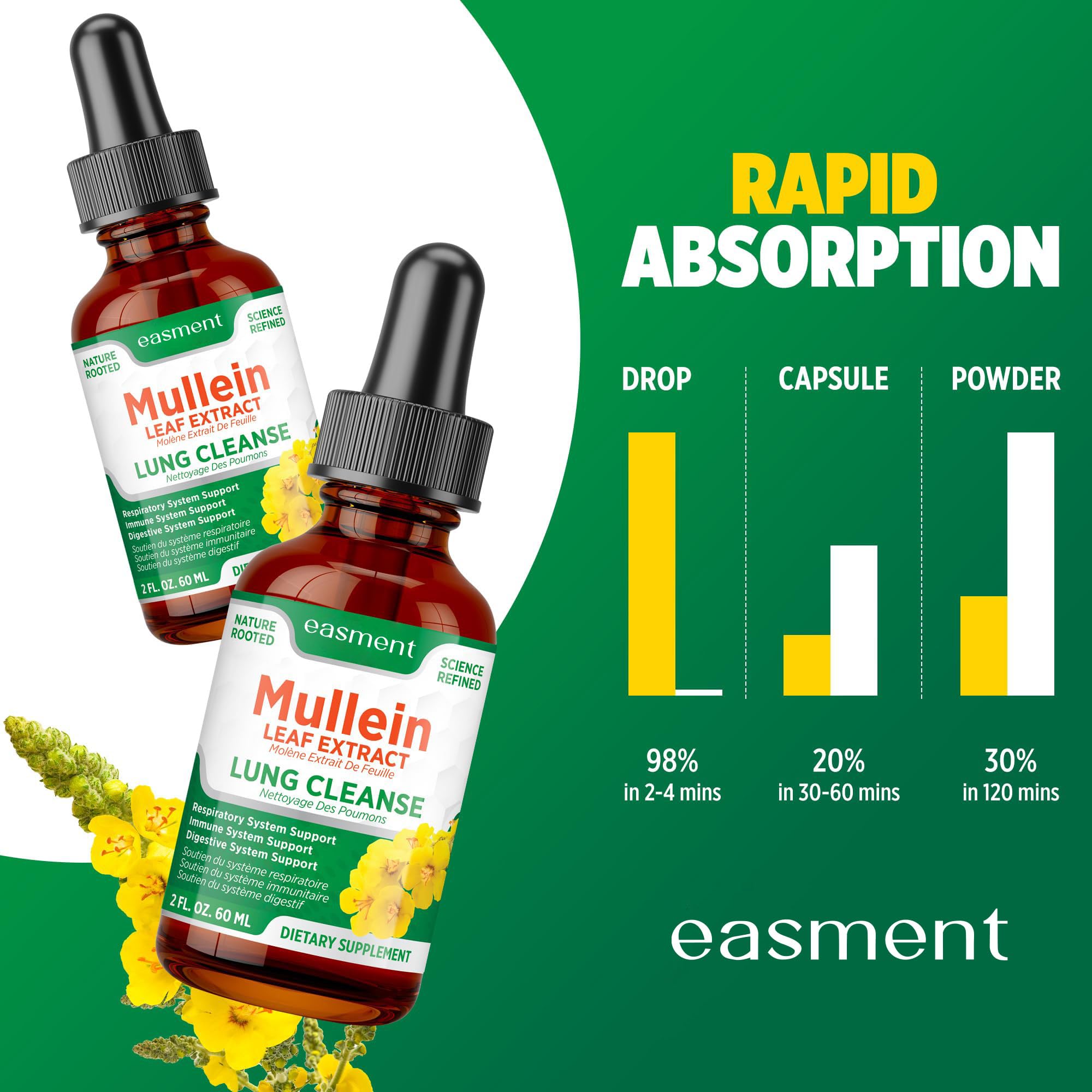 Easment Mullein Leaf Extract Herbal Drops with fresh mullein leaves