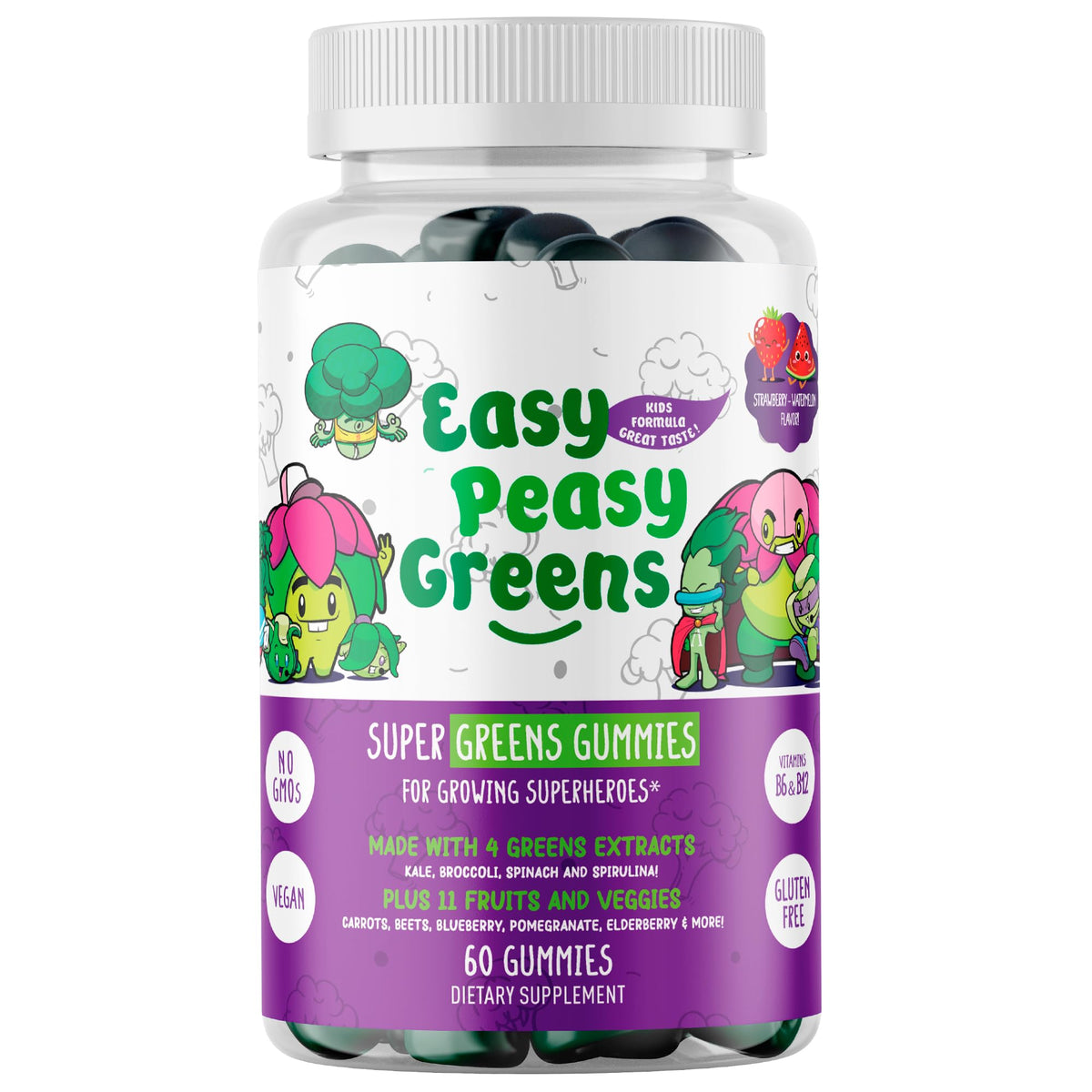 EASY PEASY GREENS Multivitamin Gummies for Kids front view